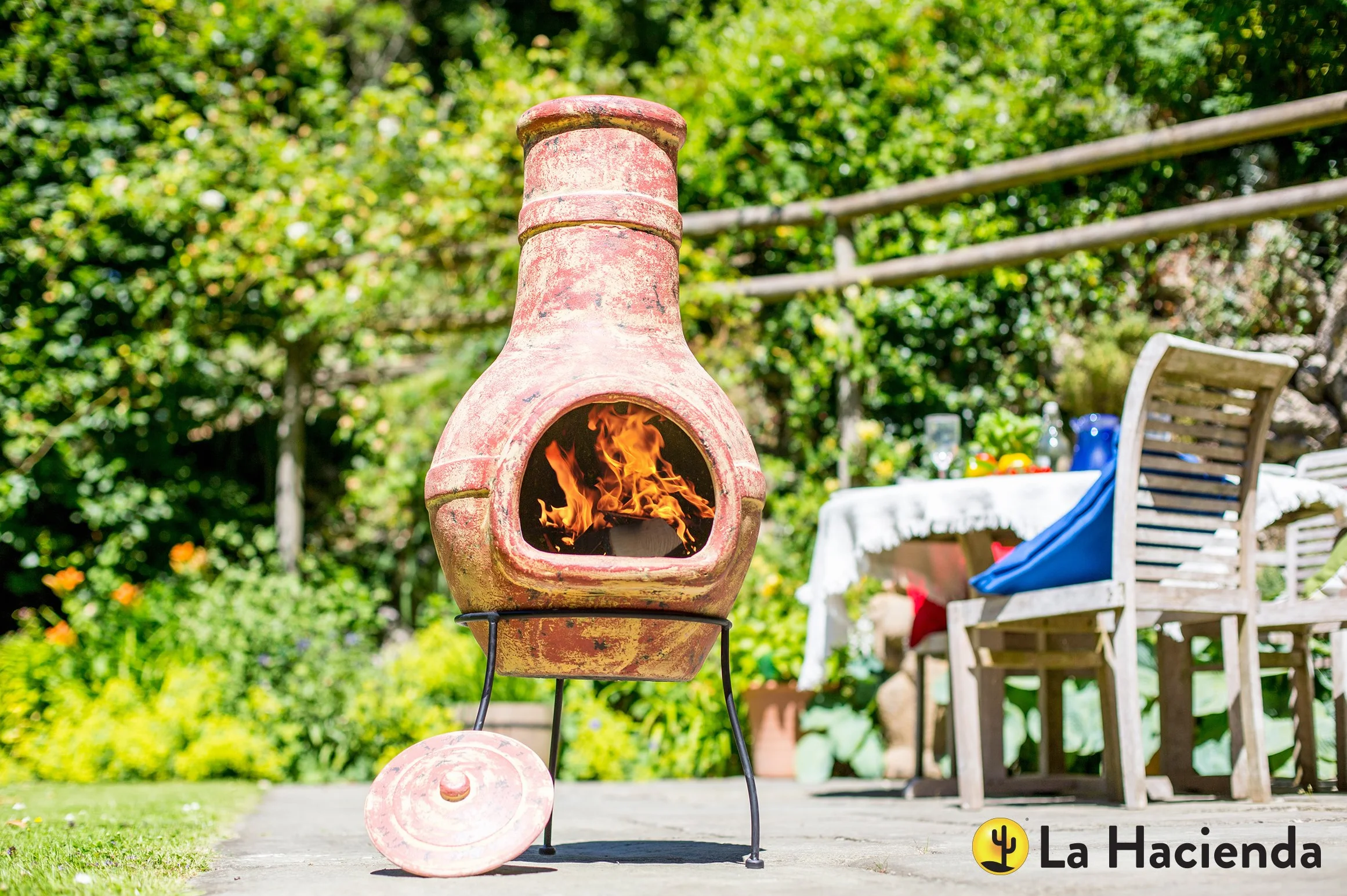 La Hacienda 67067 Chimenea z gliny, duża - efekt miedzi, 94 cm x 40 cm x 40 cm
