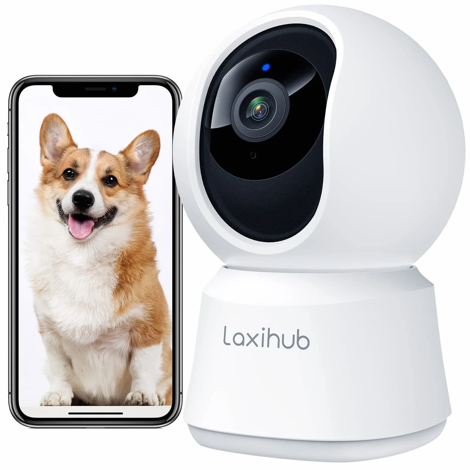 Laxihub Kamera Wi-Fi 2,4 GHz 1080p HD Pet Security Camera z wykrywaniem ruchu i hałasu, Alexa