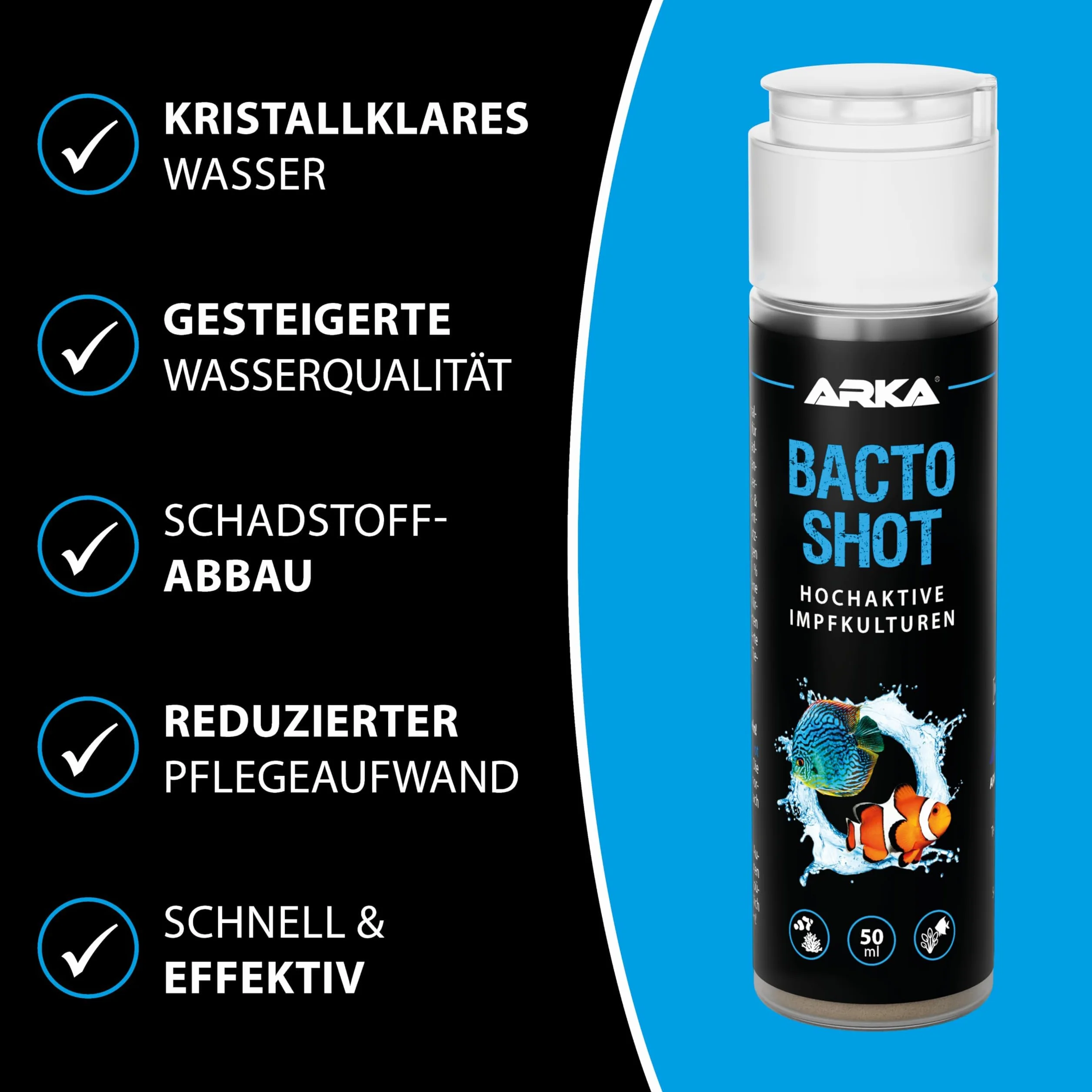ARKA Bacto-Shot 50 ml żywe kultury szczepień do akwarium morskiego i słodkowodnego