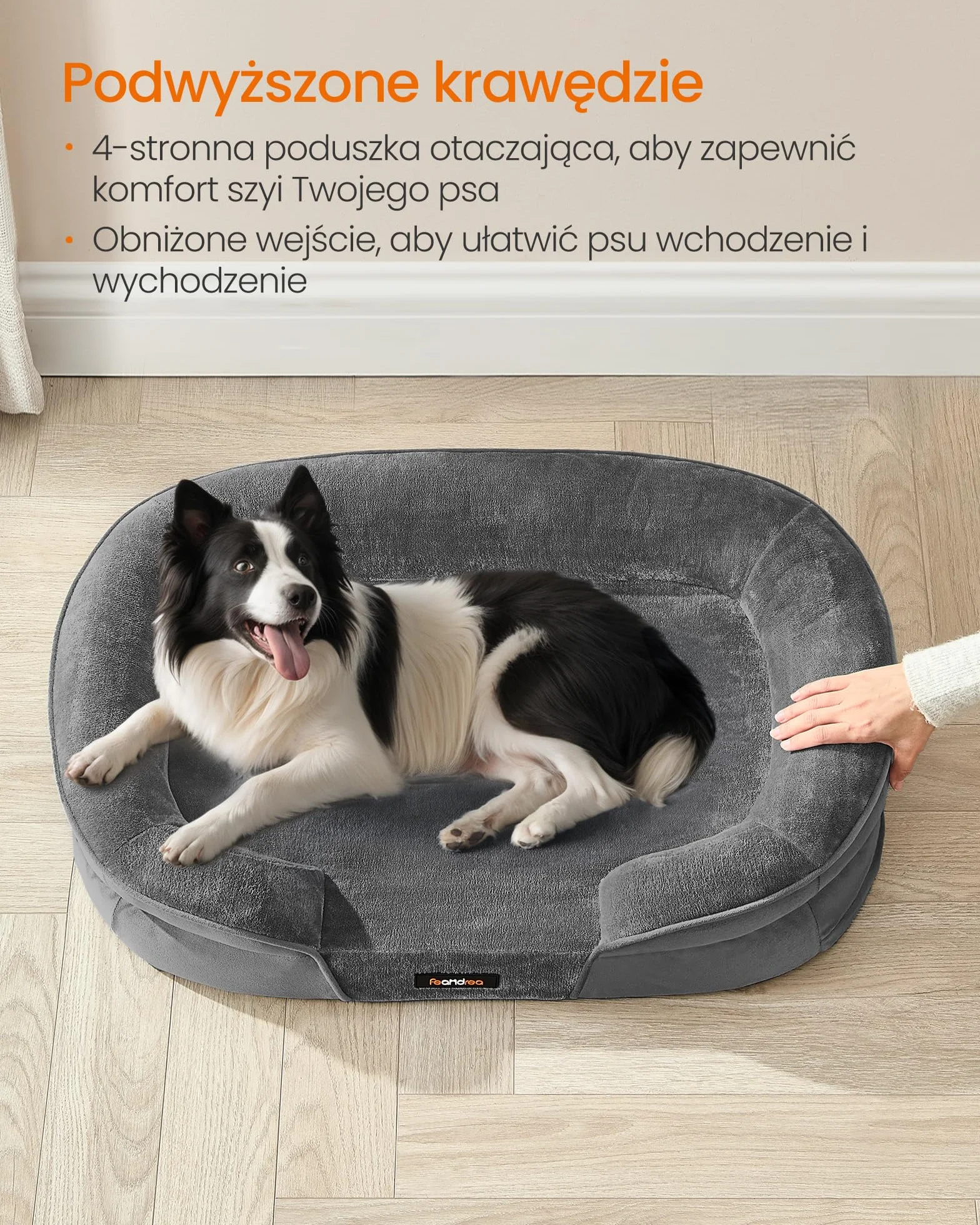 Feandrea legowisko ortopedyczne dla psa 91 x 68 x 18 cm wodoodporne łupkowo-szary