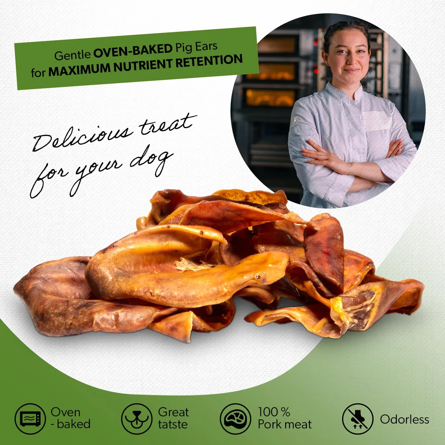 Ucho Wieprzowe dla Psa Duże, Sztuk, Zdrowe Naturalne Gryzaki dla Psa, Najwyższej Jakości Suszone Smakołyki dla Psa, Całe Wieprzowe Uszy dla Psów od J&J Tasty Treats (8 sztuk (w jednym opakowaniu))