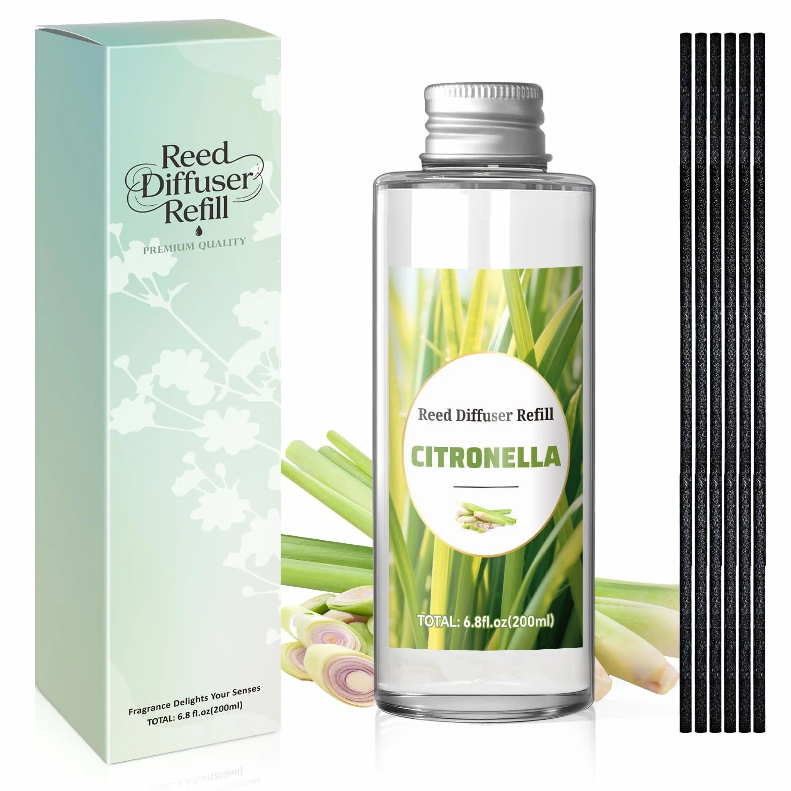 SCENTORINI Dyfuzor zapachowy do pokoju Citronela 200 ML Wymiana olejków eterycznych, odświeżacze powietrza do domu trwały zapach do domu, łazienki i wystroju pokoju