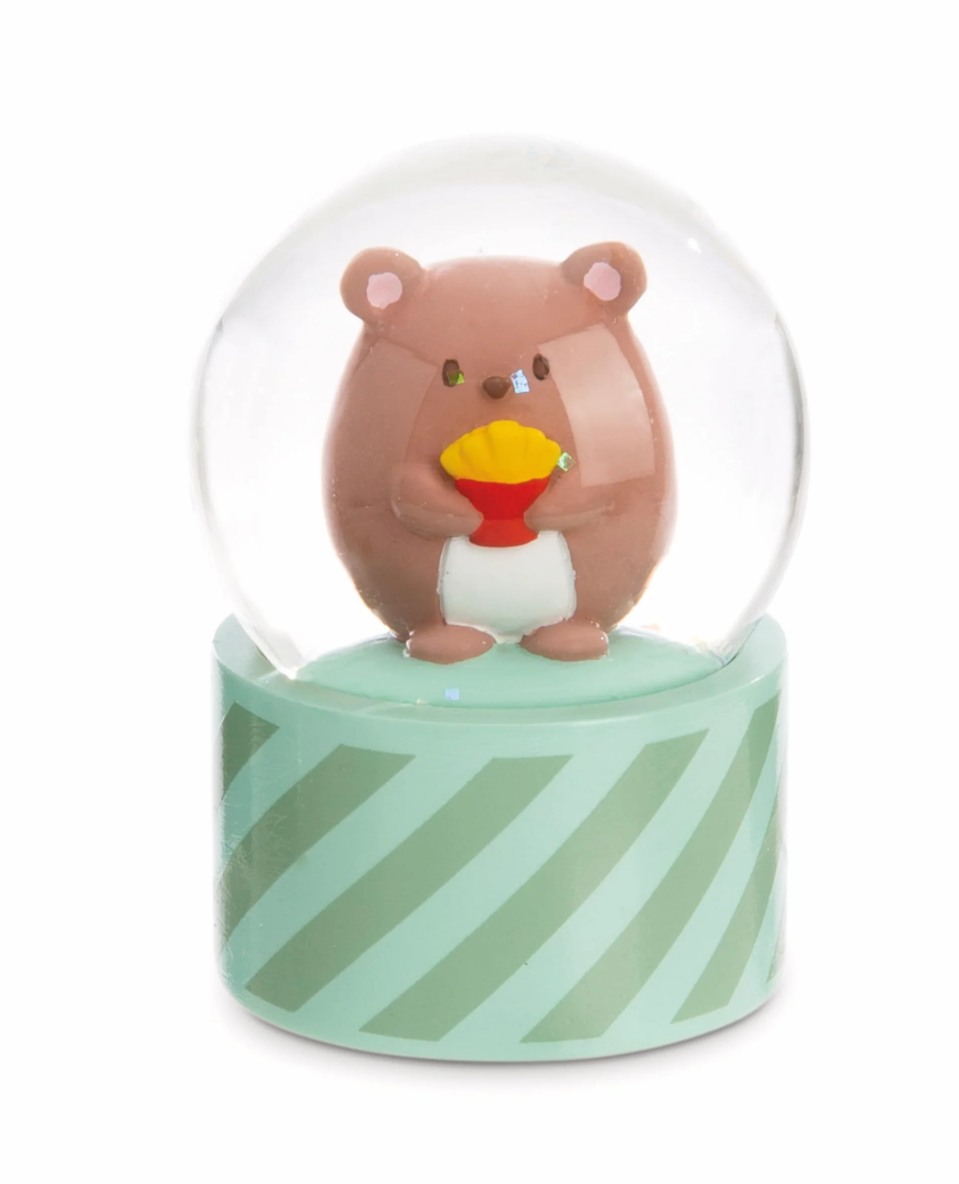 NICI 61825 mymochi kula śnieżna brokatowa do wstrząsania, kula z misiem Nomo, akcesoria dekoracyjne w stylu kawaii, szklana kula, pomysł na prezent dla przyjaciół, 6,5 cm, zielony