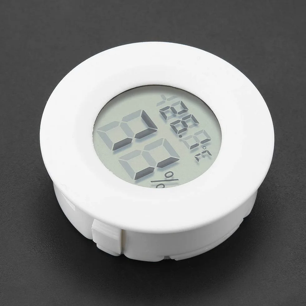 Yctze Mini Cyfrowy Termometr LCD Higrometr, Okrągły Miernik Wilgotności i Temperatury dla Brodatych Smoków, Gadów, Gekonów Czubatych, Wiwarium i Terrarium, Akcesoria do Węży (#02)
