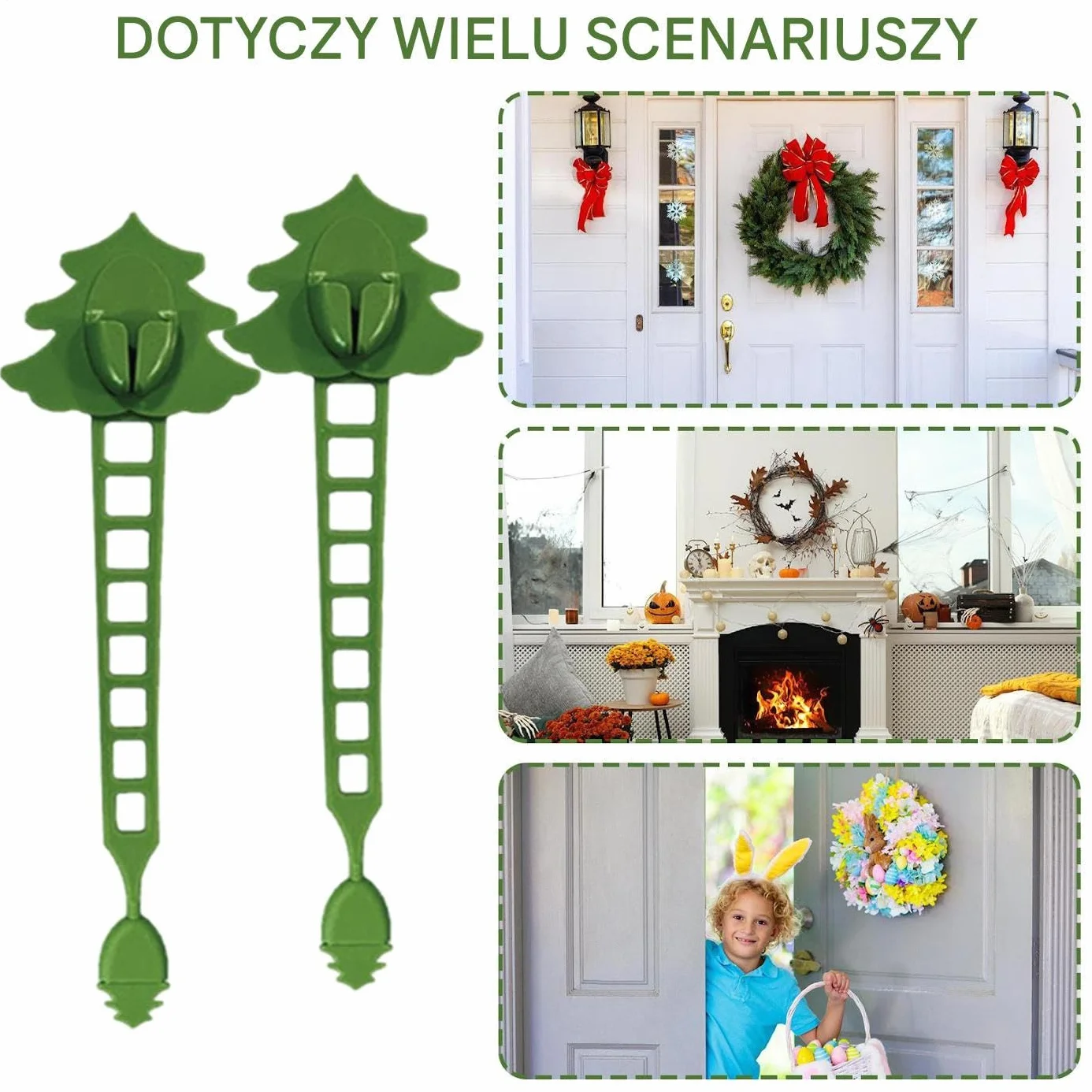 Zawieszka Na Wieniec Świąteczny - Silikonowa Zawieszka Na Wieniec Do Drzwi Frontowych Zewnątrz | Rozciągliwe Wiązadła Organizujące Girlandy Do Kominka Ściany Ogrodu Salonu Ramy Okiennej
