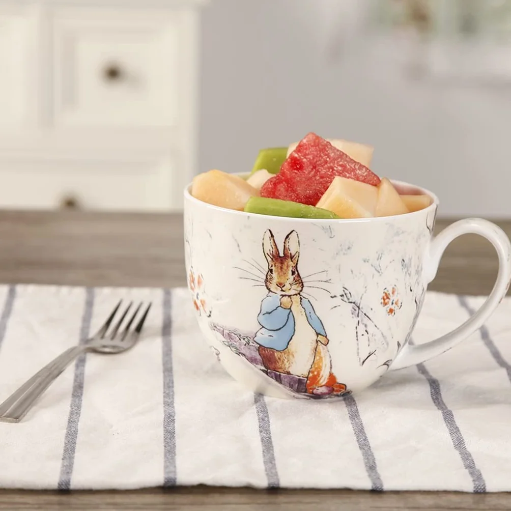 Kreskówka królik duży kubek kawy ceramiczny milka filiżanka porcelanowa filiżanka herbaty piękny (Color : D, Size : 700ML)