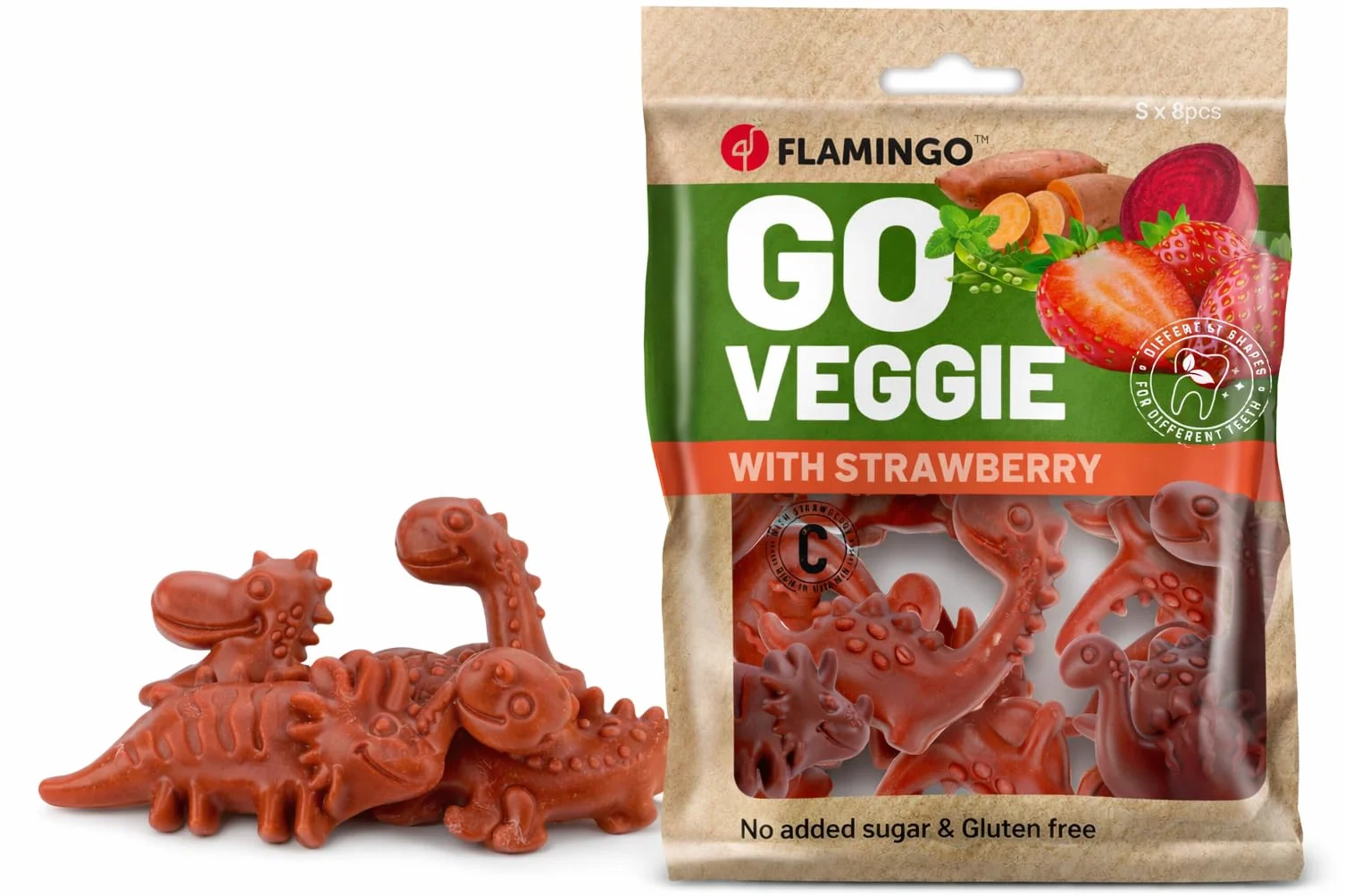 VEGGIE DINO Z truskawką S 8ST 120GR