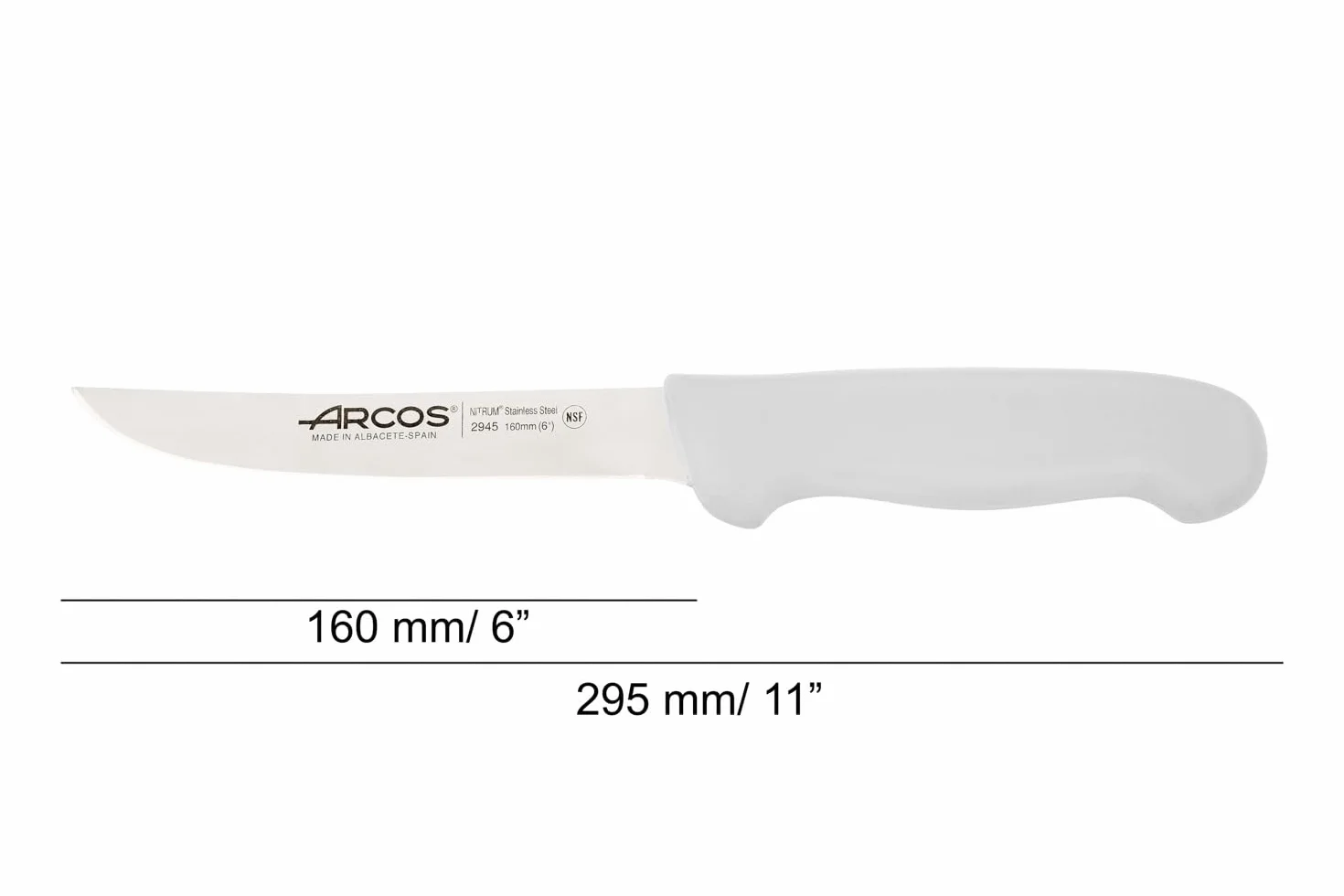 Arcos 294524 seria 2900-boning nóż nóż nitrom 160 mm (6,30 cala) - uchwyt polipropylenowy biały kolor, stal nierdzewna 18/8