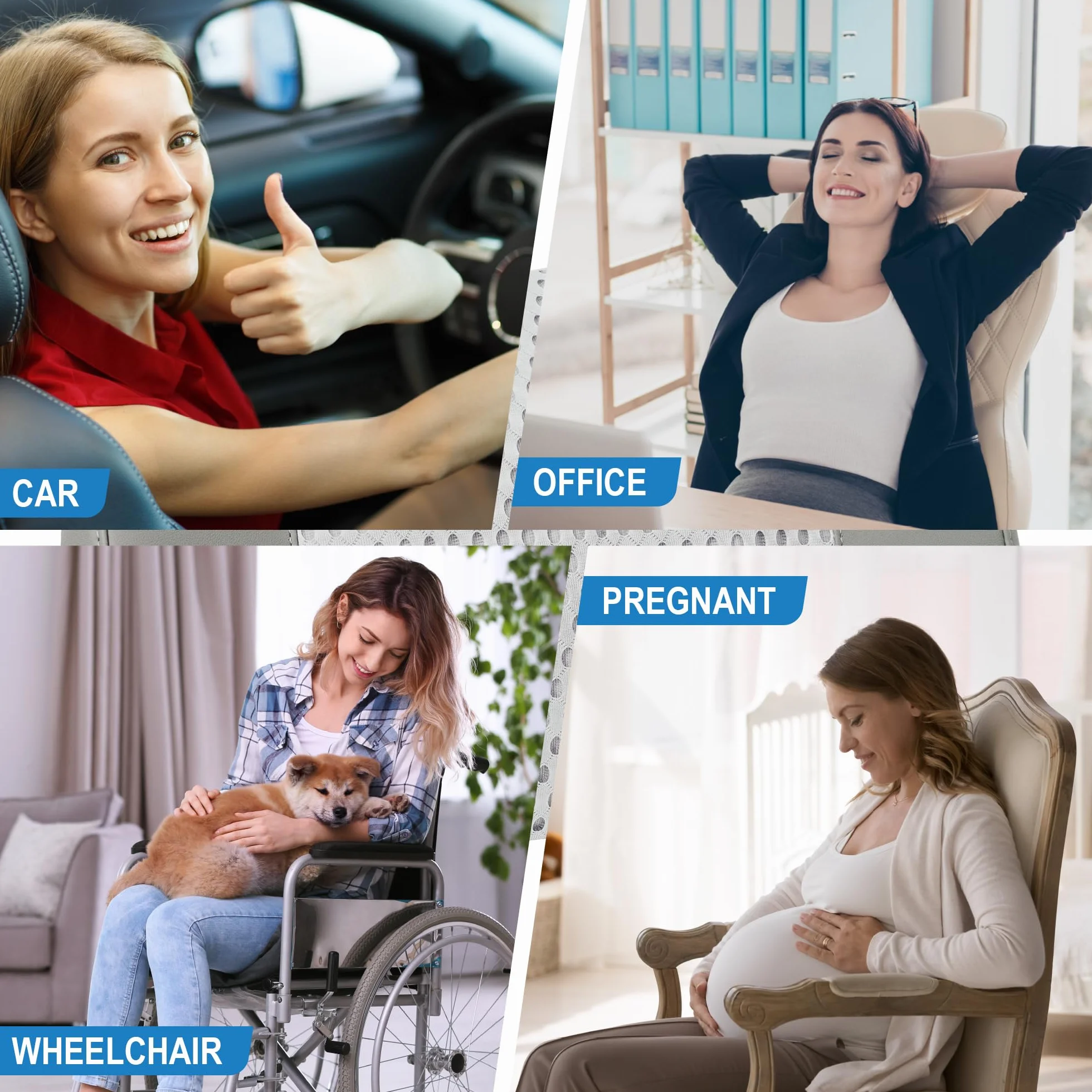 Lofty Aim Memory Foam Lumbar Support Cushion Relieves Lower Back Pain for Car, Office Chair, and Wheelchair Use, 4D Mesh Cover, Gray