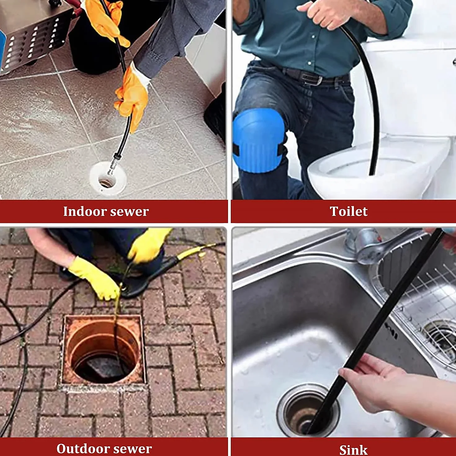 SWAWIS Wąż do czyszczenia 15 m, 180 bar, 60 °C, zestaw do czyszczenia rur, 5 adapterów Kärcher/Lavor/Interpump/Bosch