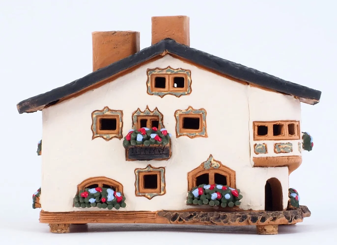 Ceramiczny domek świetlny, rękodzieło, miniaturowa artystyczna skrzynka na biżuterię w Seefeld, Austrii, A237AR