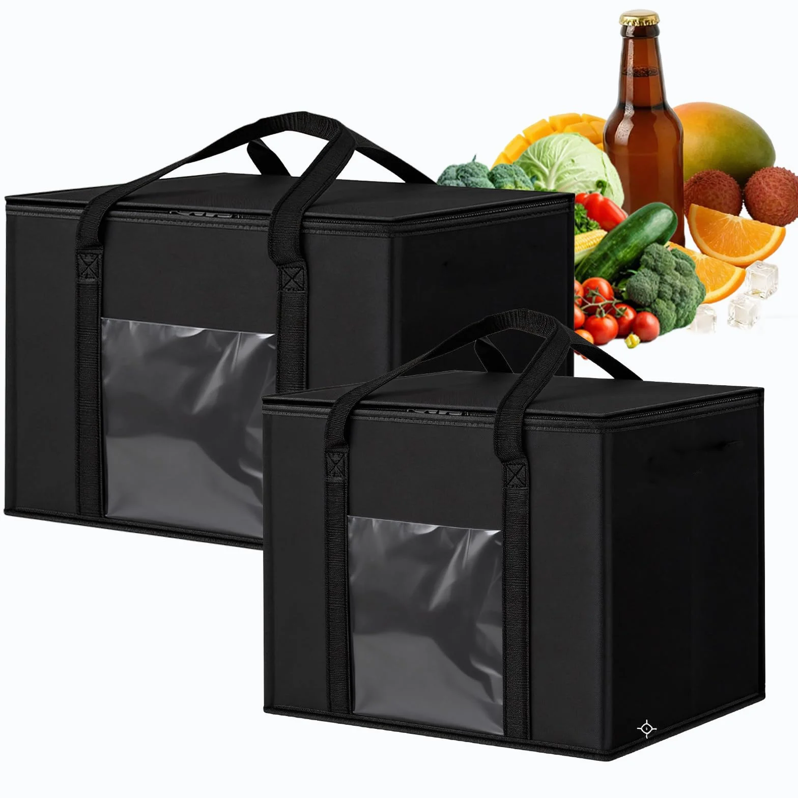 2 sztuki duża składana torba chłodząca 50 l + 30 l, stojąca torba termiczna, wielokrotnego użytku torba piknikowa, torby na zakupy, torba do zamrażania na kemping, grill, do pracy, dostawa