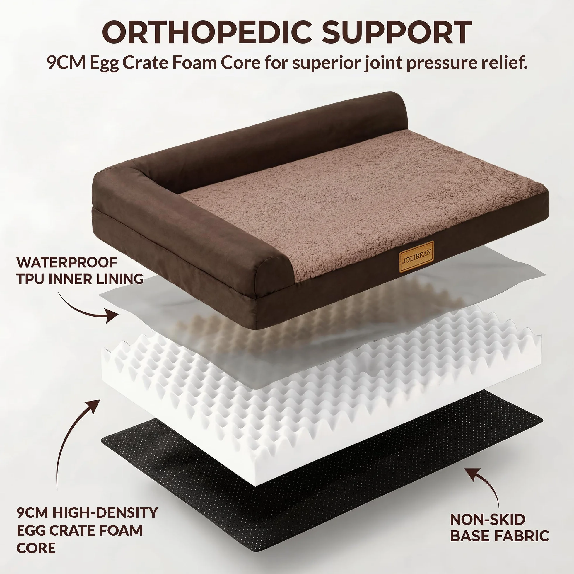 Ortopedyczne legowisko dla psa Jumbo, 142 x 101 cm, dla bardzo dużych psów, wodoodporne poduszki w kształcie litery L, zdejmowana poszewka, miękka, wygodna mata w klatce dla psa z