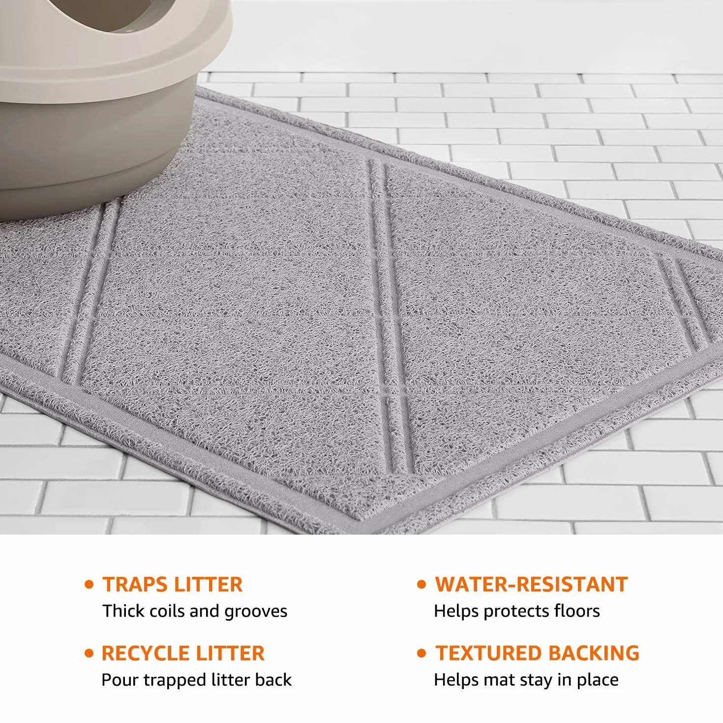 Amazon Basics Mata pod żwirek dla kota bezzapachowa 61 x 88,9 cm szara