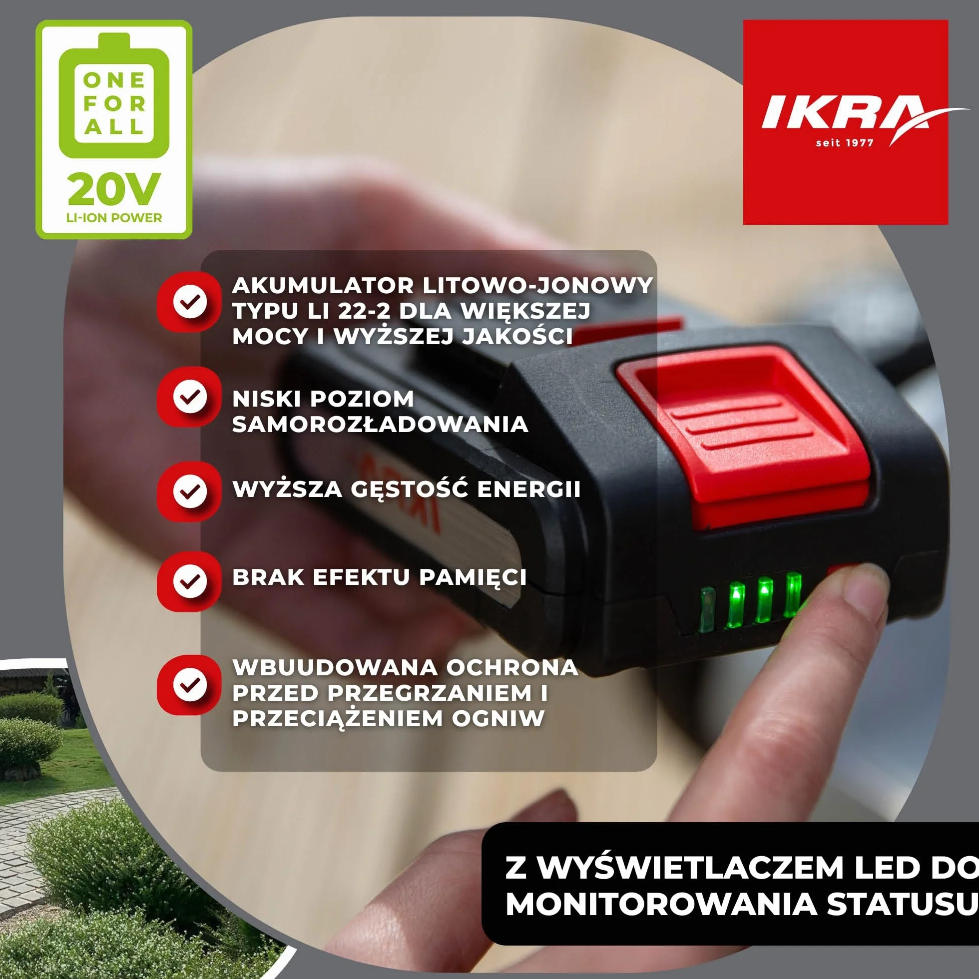 IKRA 17180249-AZ 20 V 2,5 Ah akumulator litowo-jonowy akumulator zastępczy
