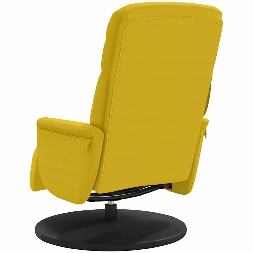Fotel relaksacyjny z podnóżkiem, żółty, aksamit, regulowany, ergonomiczny, z tapicerowanym podłokietnikiem i oparciem, do salonu, do czytania, biura, kominka, salonu