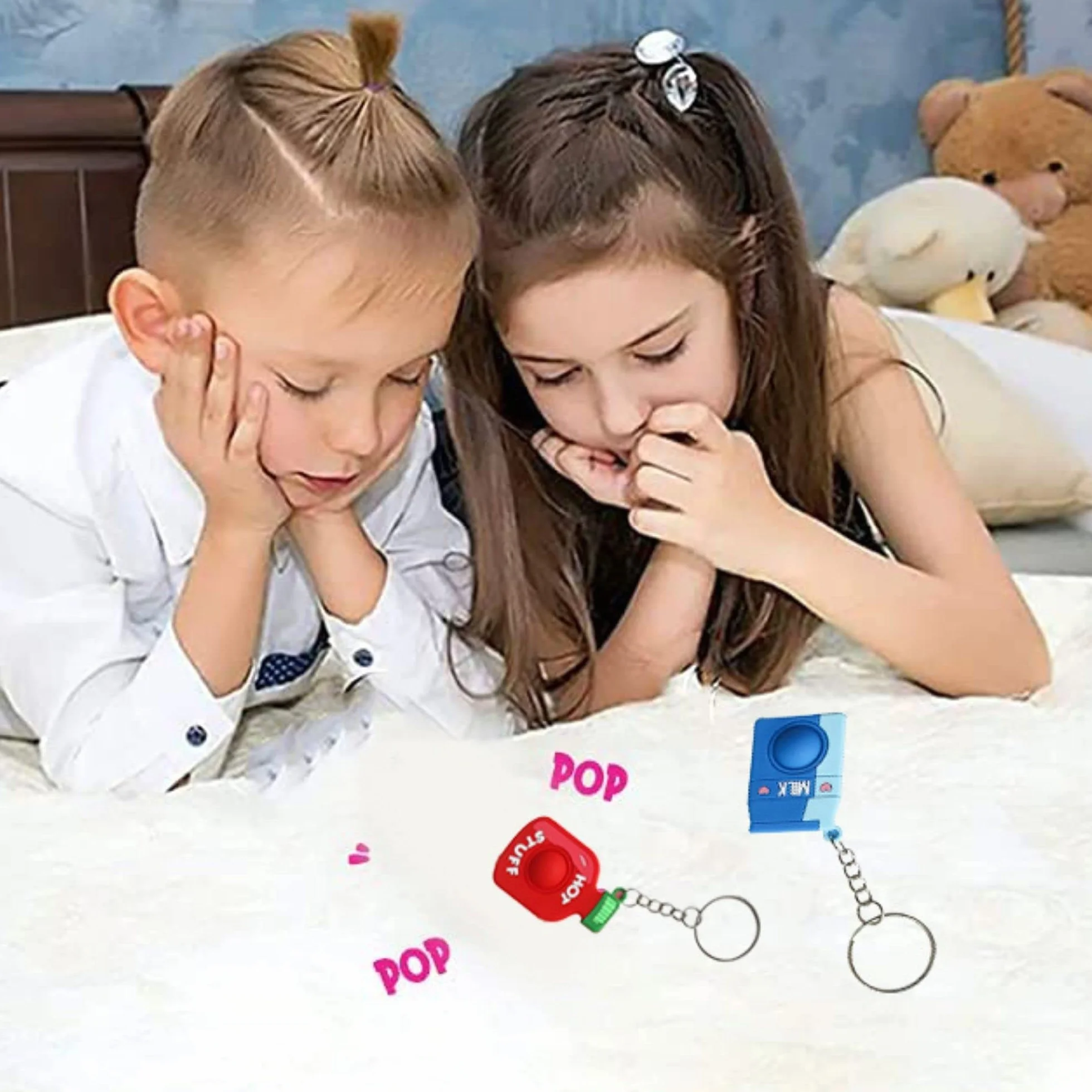 Mini Squeeze Pop Bubble Fidget, 8 sztuk silikonowych breloków, zabawka antystresowa dla dzieci i dorosłych