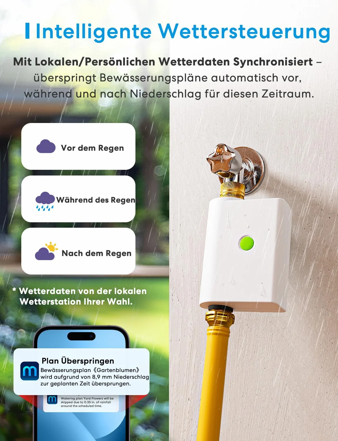Meross Komputer nawadniający Wi-Fi, wymagany koncentrator MSH450/MSH400, automatyczne nawadnianie, sterowanie za pomocą aplikacji, opóźnienie deszczu i monitor zużycia wody, kompatybilny z HomeKit