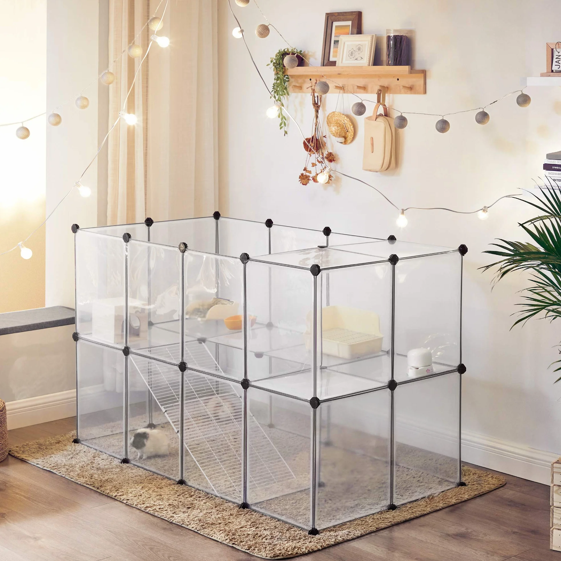 SONGMICS Wybieg dla zwierząt 143x73x91 cm przezroczysty LPC005W01