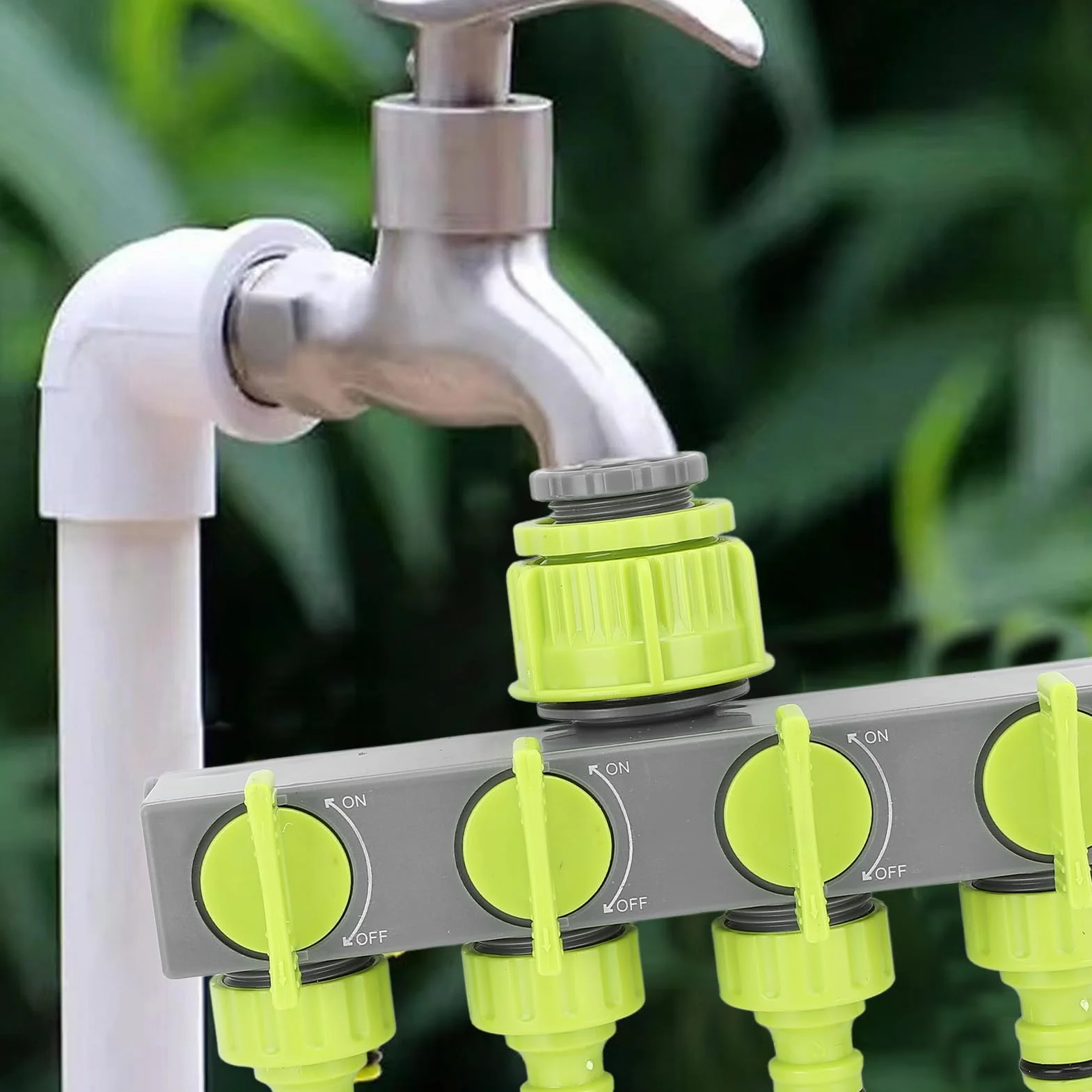 4-kierunkowy Rozdzielacz Węża, Adapter Czopa Węża ABS Rozdzielacz Węża Ogrodowego do Patio na świeżym Powietrzu i Parku (GRAY)