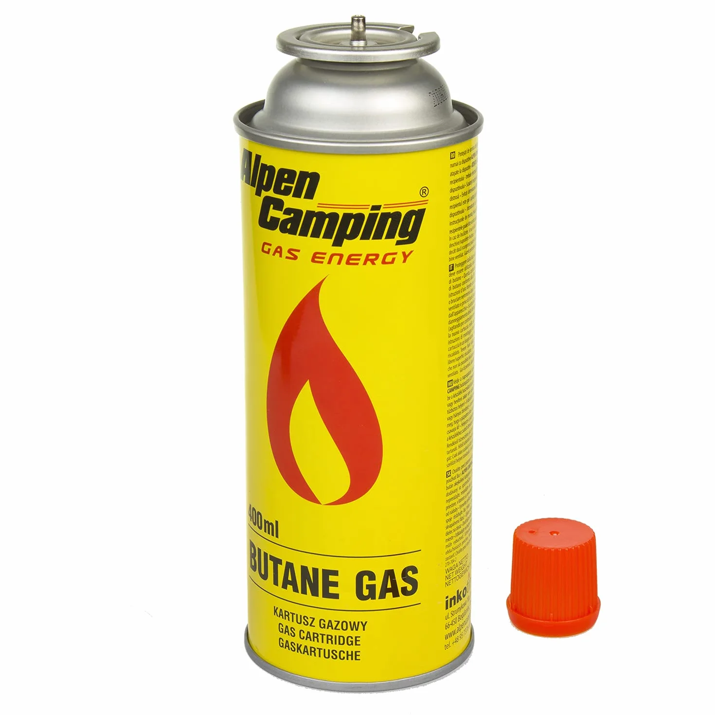 Kartusz gazowy 400ml Alpen Camping, izobutan, zakres działania -10°c do+ 40°c, IK004