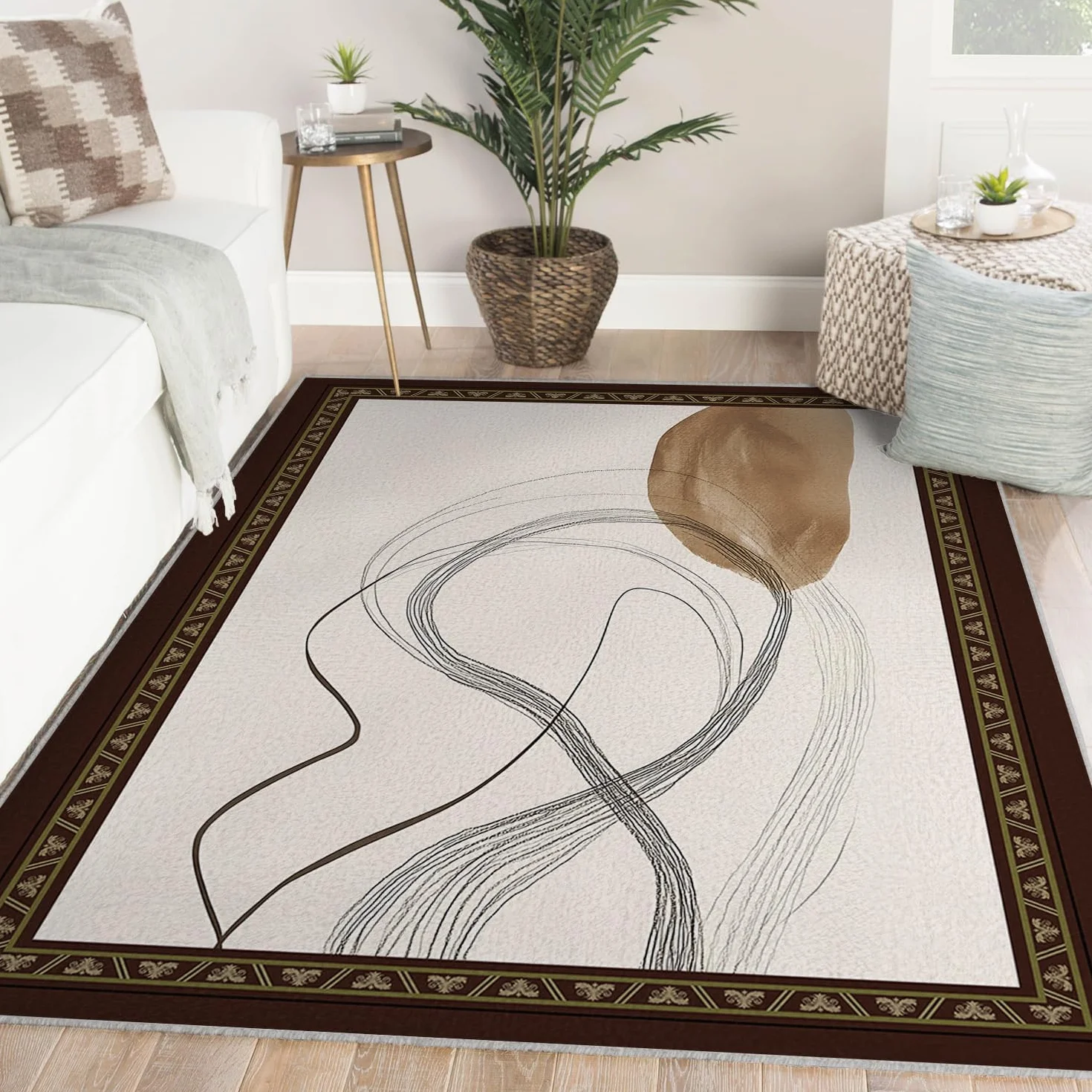 Minimalistyczne zmywalne i miękkie antypoślizgowe dywaniki 200 x 300 cm abstrakcyjne linie i kolorowe klocki Dywan wewnętrzny o niskim włosie i nieodłączony do salonu