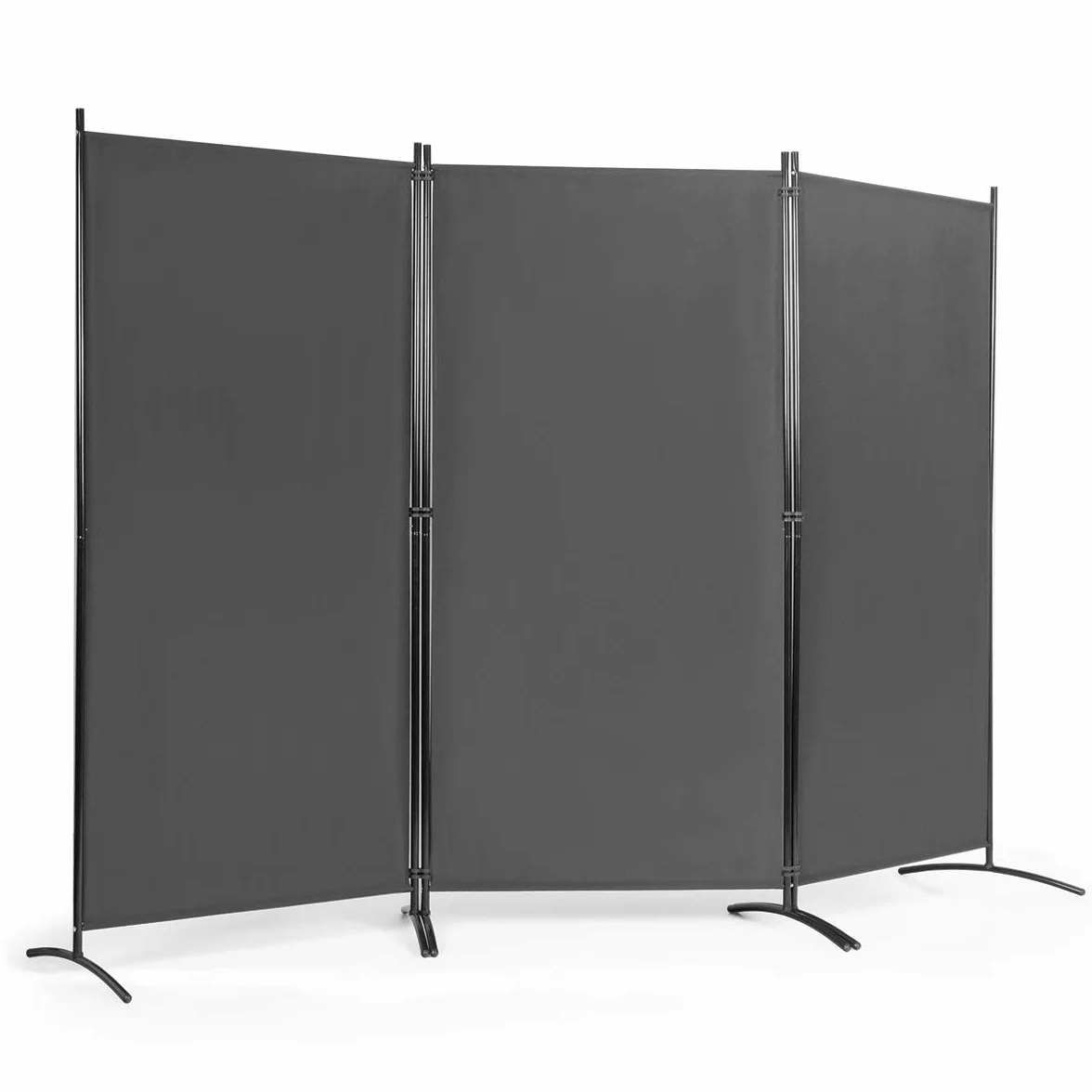 COSTWAY Parawan 260 x 183 cm, 3-częściowy składany, ścianka działowa z metalu i poliestru, ochrona przed wzrokiem, do domu, biura, na taras (kolor szary, 3-częściowy)