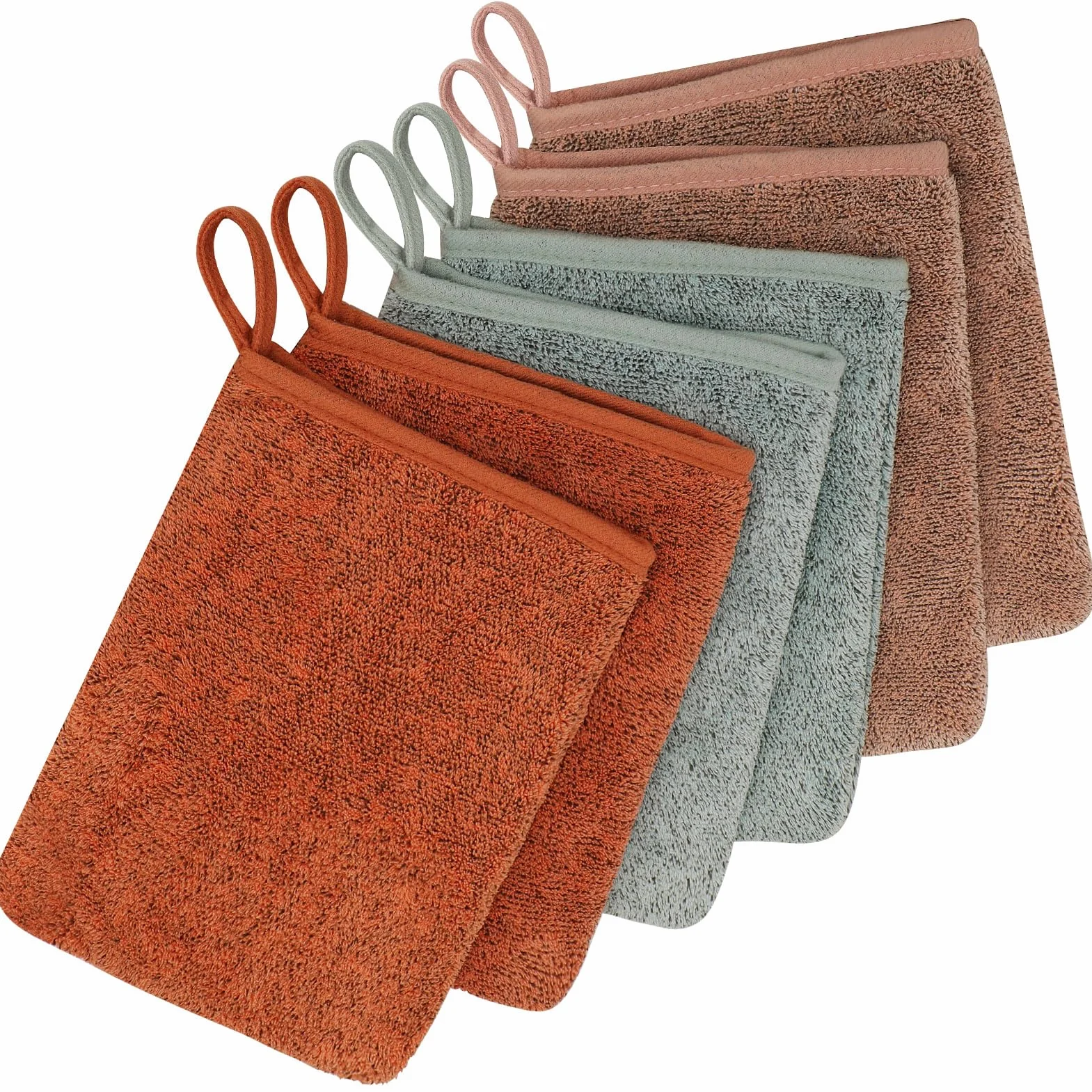 Zestaw bawełnianych rękawiczek do mycia, miękka, silna absorpcja wody, 15 x 21 cm, idealne rękawice do mycia twarzy, idealny ręcznik do suchej, tłustej i wrażliwej skóry 001