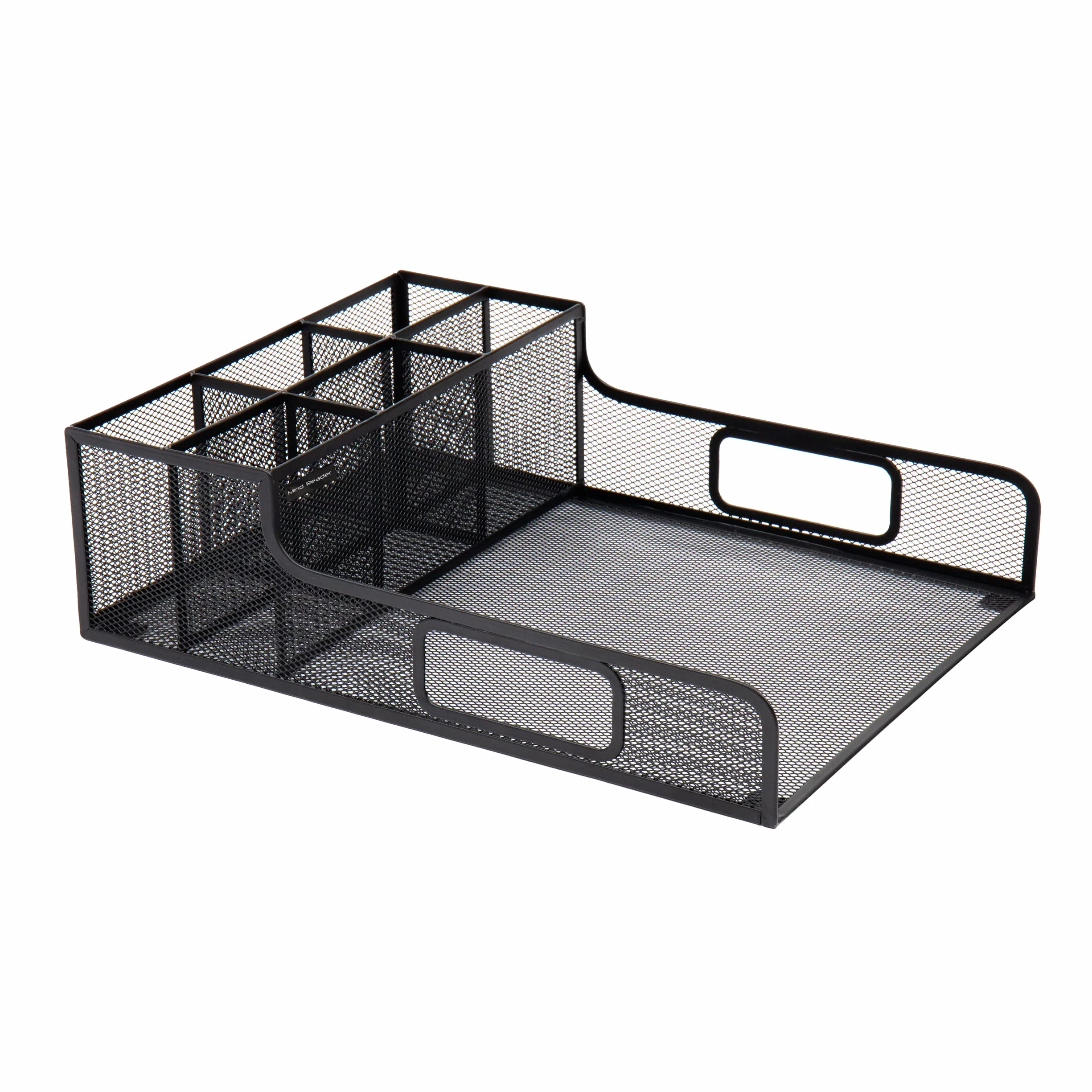Mind Reader Desktop Organizer, File Storage, Accessory Storage, Workspace, Office, Metal Mesh, 11.5" L x 14.75" W x 5.5" H, Black
