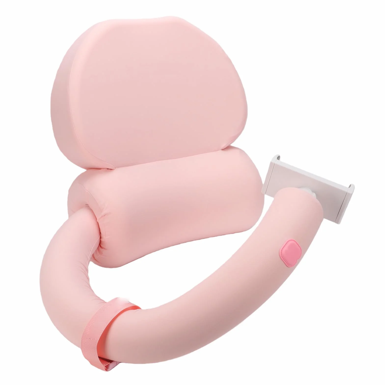 Luqeeg Poduszka do Czytania, Poduszka Oparcia z Pianki Memory do Siedzenia na łóżku, Ergonomiczna Leżenia z Regulowanym Stojakiem na Telefon, Antypoślizgowy Uchwyt (PINK)