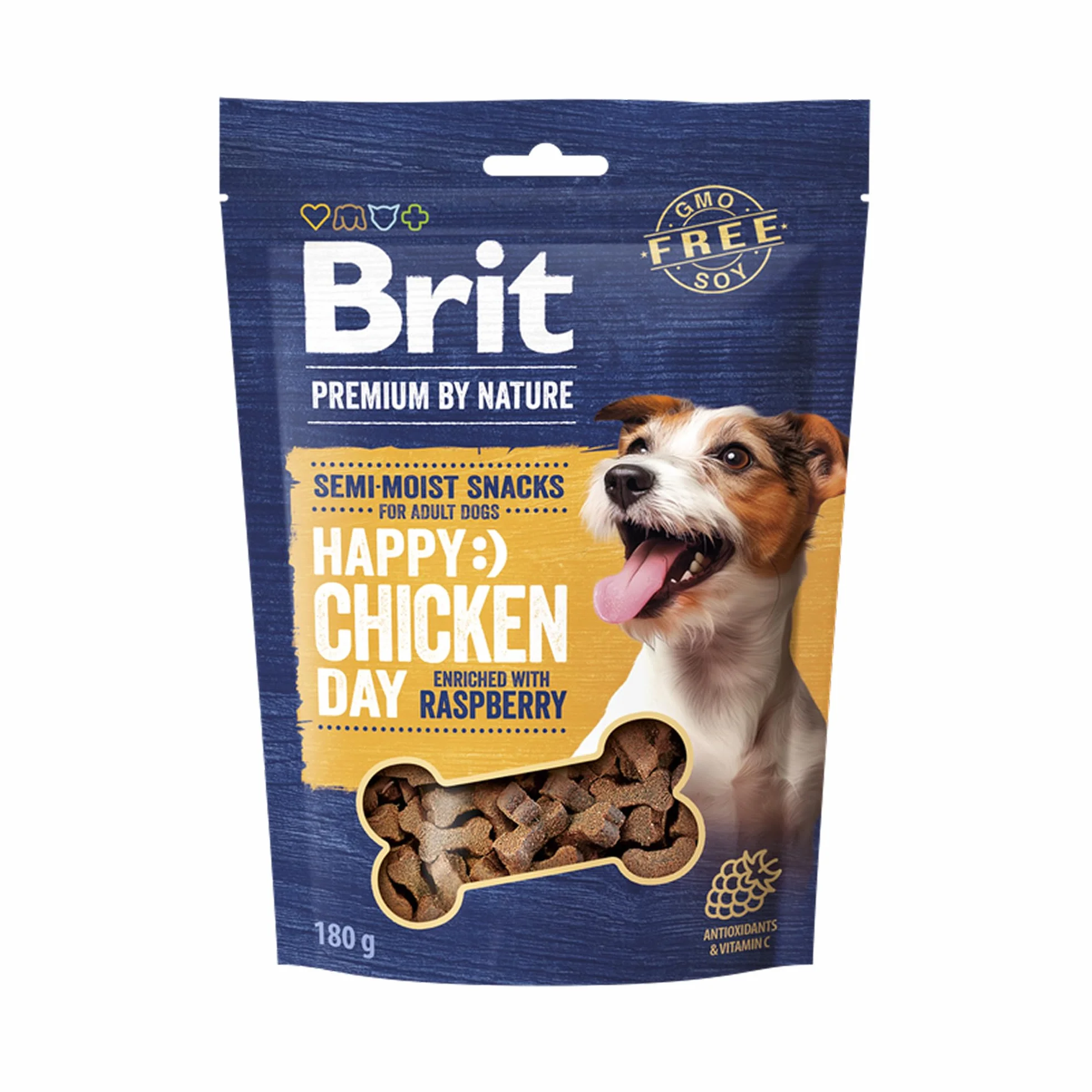 Brit Premium by Nature Dog półmokre przekąski z kurczakiem i malinami, przysmaki dla psów na trawienie i układ odpornościowy, 180 g