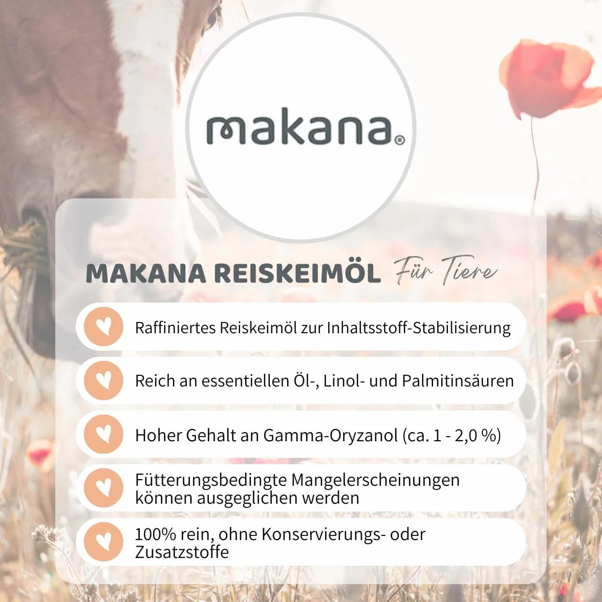Makana Olej z kiełków ryżu dla zwierząt, rafinowany i bez dodatków, kanister 2 x 5 l