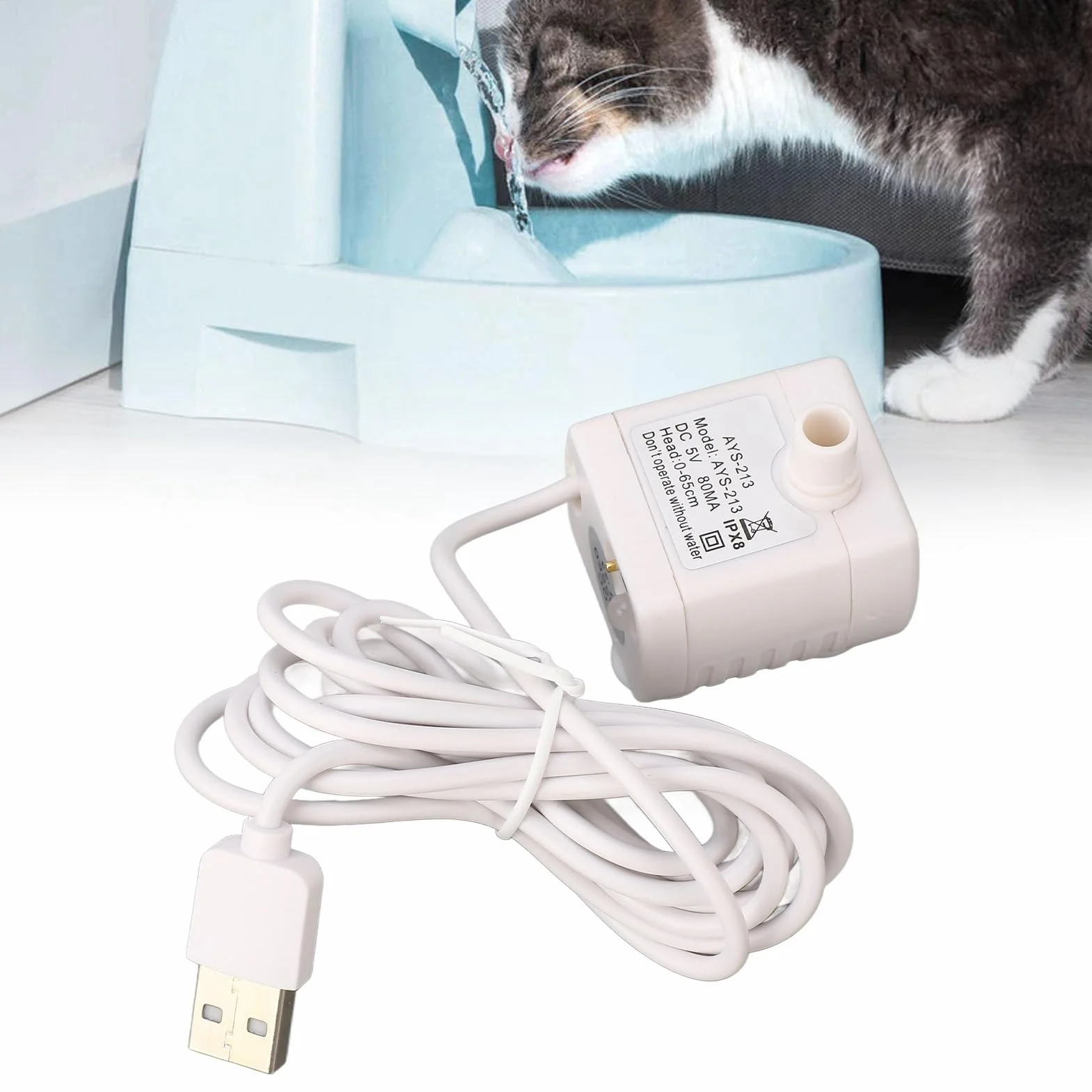 Mini Cat Pompa Dozująca Wodę USB Cicha Bezszczotkowa Pompa Fontannowa dla Zwierząt Domowych