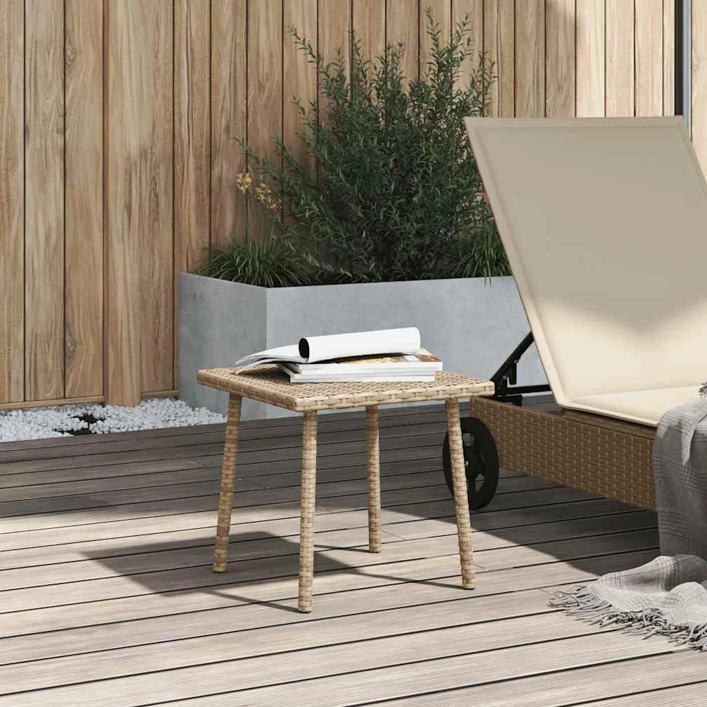 vidaXL Stolik kawowy ogrodowy prostokątny beżowy 40x40x37cm polirattan, stolik kawowy na zewnątrz, stolik kawowy na patio, beżowy stolik kawowy do ogrodu