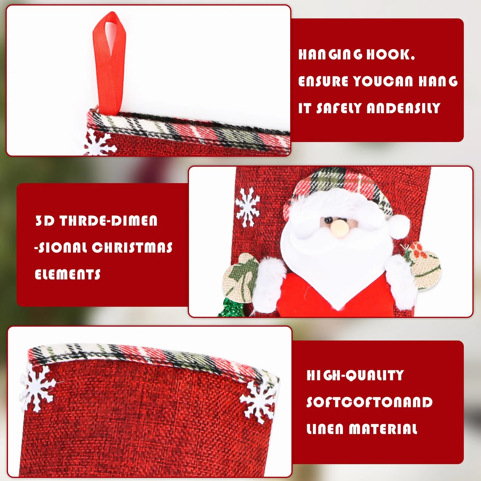 Zestaw skarpet Mikołaja, 2025 Nowe skarpety bożonarodzeniowe, buty Mikołaja do napełniania, skarpety bożonarodzeniowe do zawieszenia, Christmas Stocking Set, skarpety Mikołaja, dekoracja