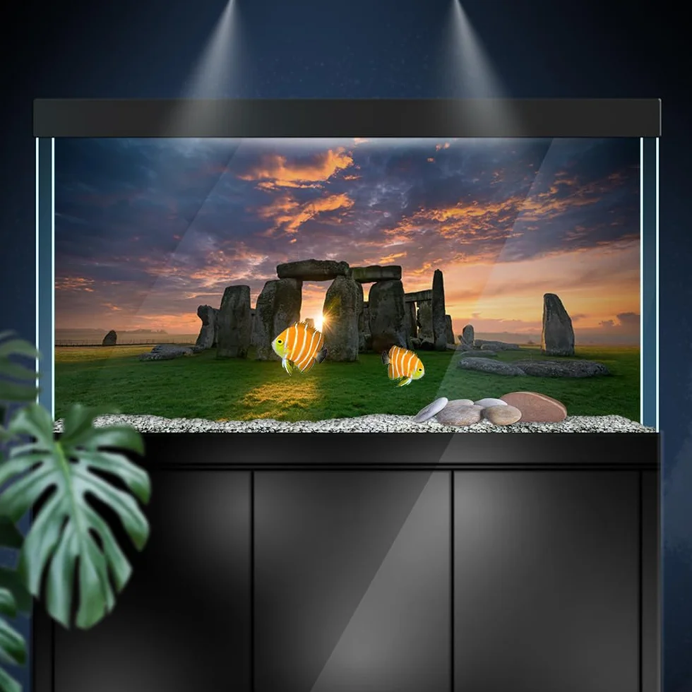 Naklejki na tło do akwarium Stonehenge Monolitu samoprzylepne 60 x 40 cm
