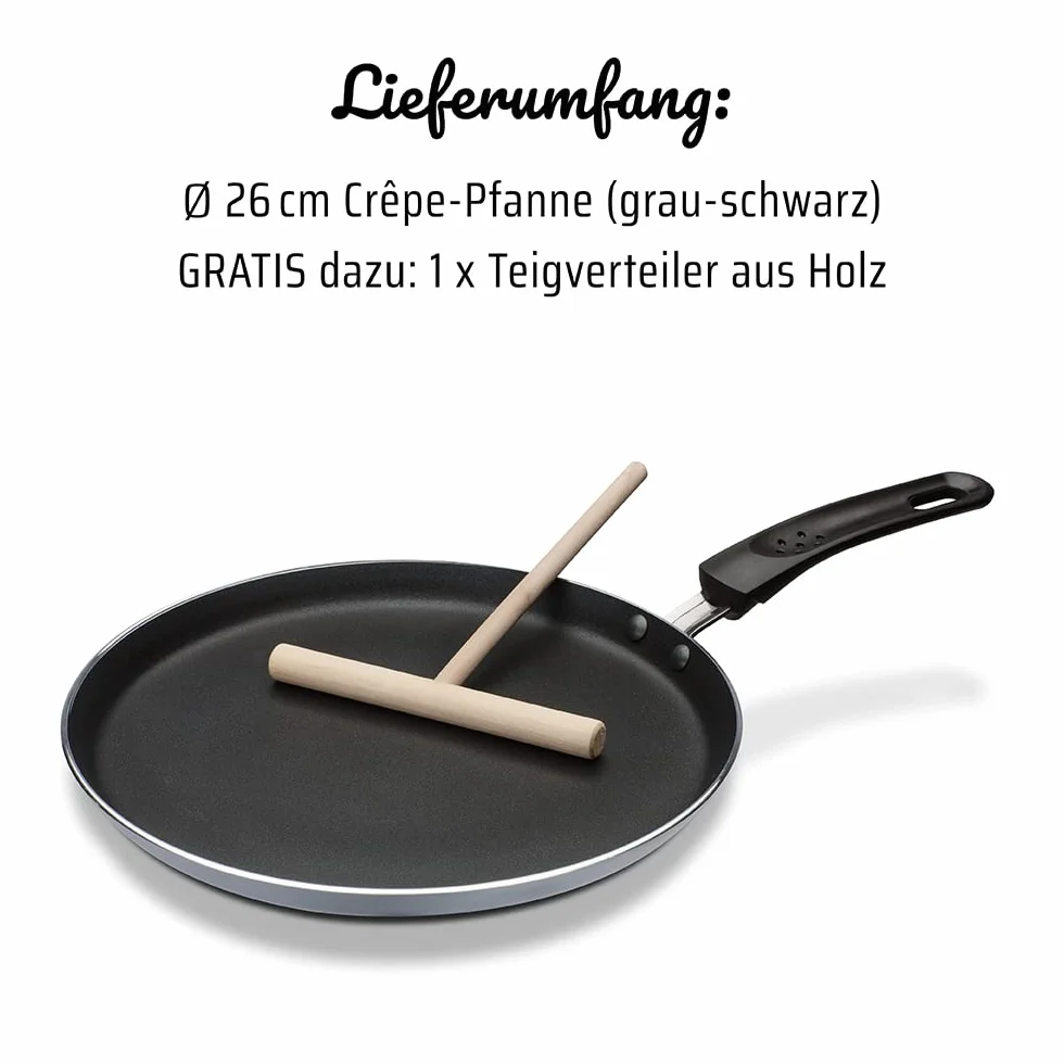 GSW Szara/czarna 456722 aluminiowa patelnia do naleśników indukcyjnych 26 cm wraz z rozdzielaczem ciasta, 26 cm, 2 sztuki