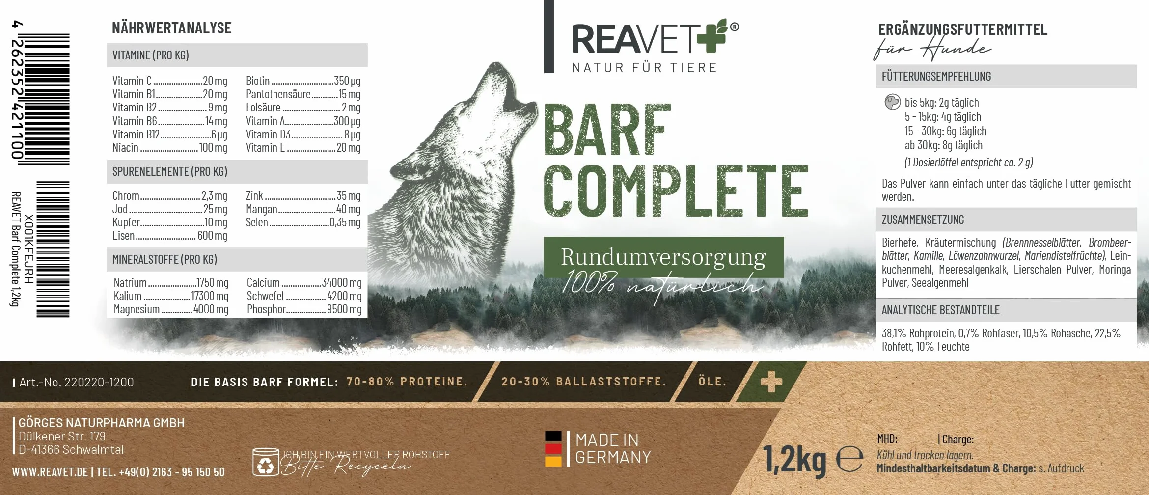 ReaVET Barf Complete proszek dla psów 1,2 kg kompleksowy dodatek mineralno-witaminowy