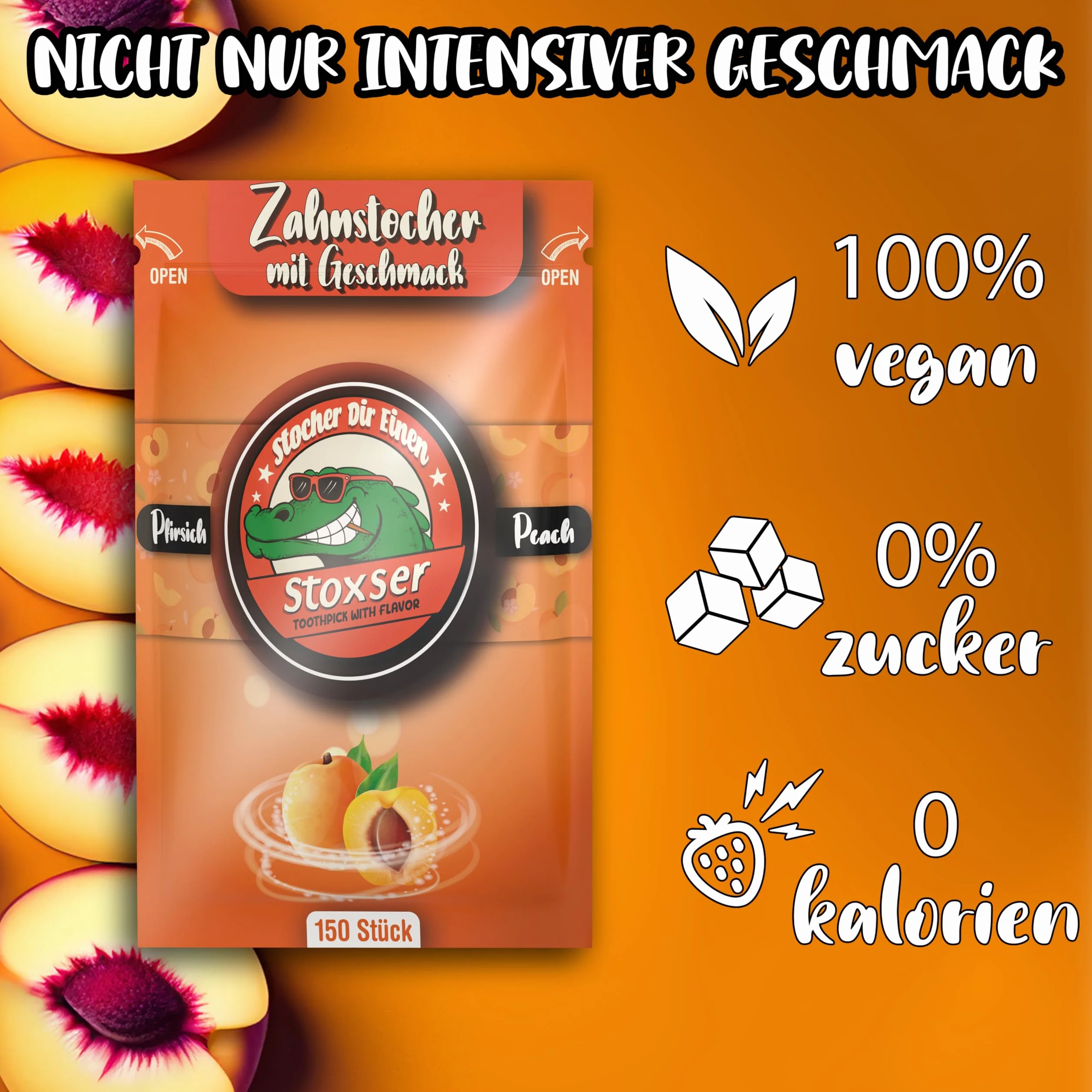 Stoxser 450 x wykałaczka o smaku brzoskwini i cytryny / cytryny i mięty/mentolu, rewolucja smaku, wykałaczki smakowe, bez gumy do żucia, wsparcie pasty do zębów, nić dentystyczna, bez cukru