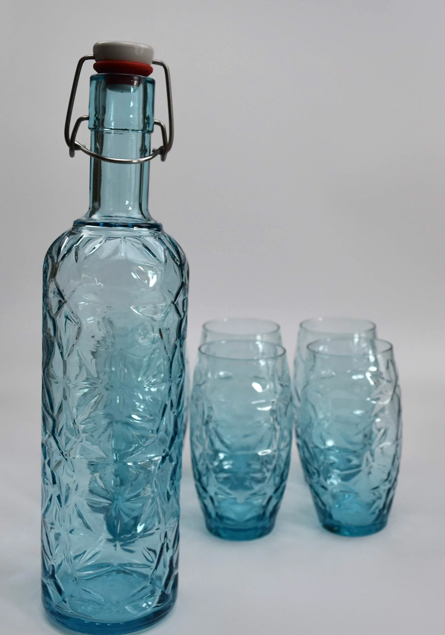 Bormioli Rocco 320269MQD121990 Orient niebieska szklana butelka, szkło, 1 litr, Bleue