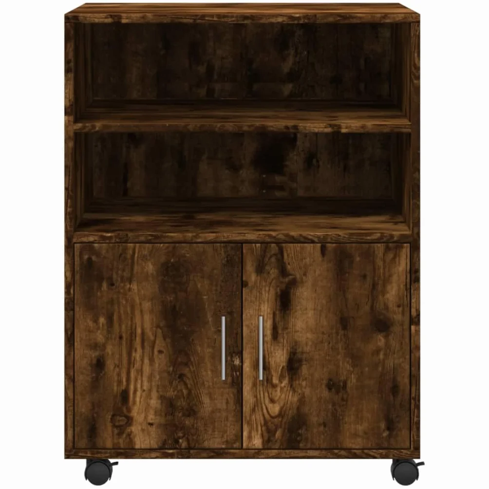 vidaXL Szafka na kółkach, przydymiony dąb, 60x48x81 cm, szafka na kółkach, szafka do biura, szafka na dokumenty, szafka biurowa, mobilna szafka