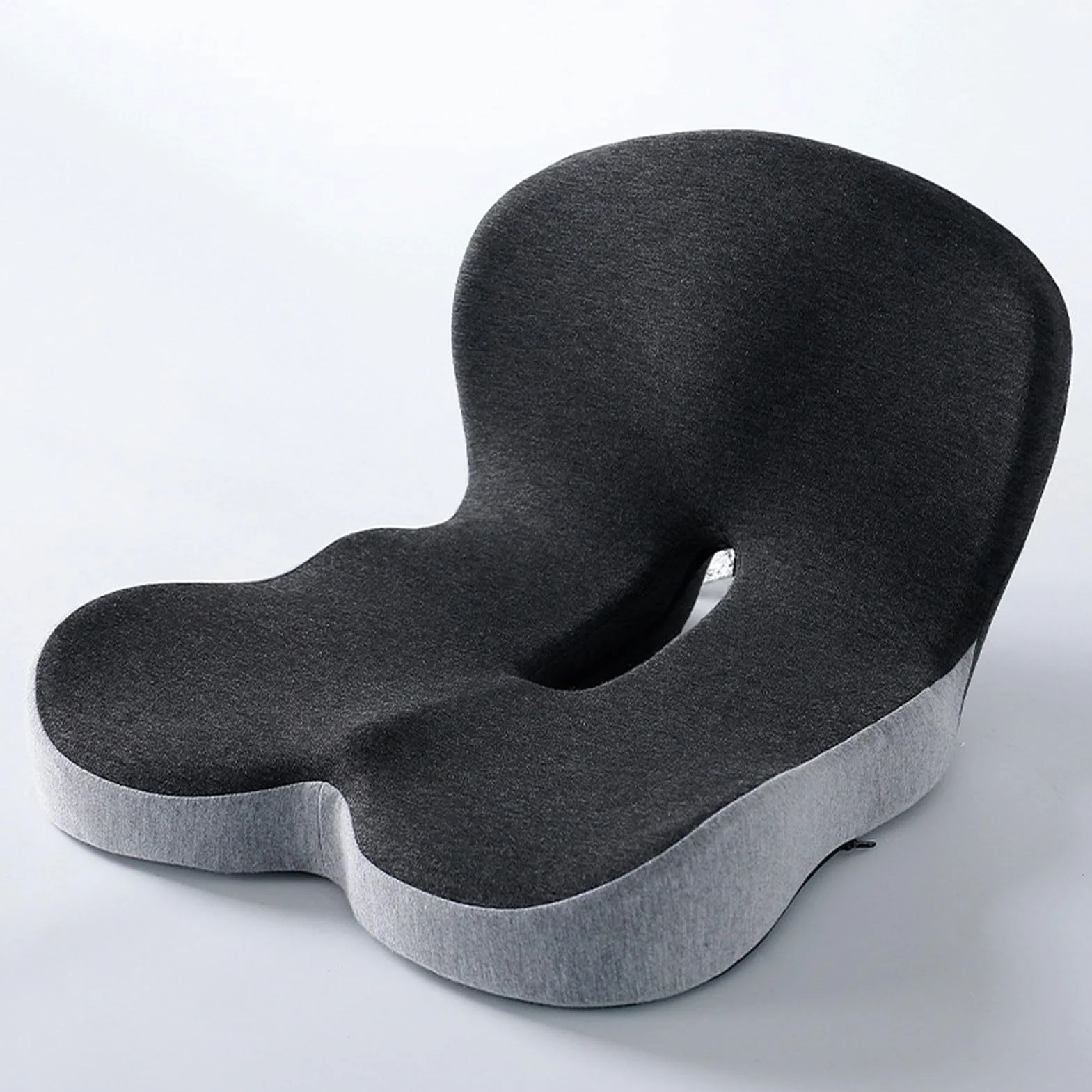 Ergonomiczna poduszka z pianki memory z podparciem lędźwiowym, oddychające poduszki siedzeniowe w kształcie litery L, poduszki przeciwodleżynowe na pośladki (N 44x42x32cm)