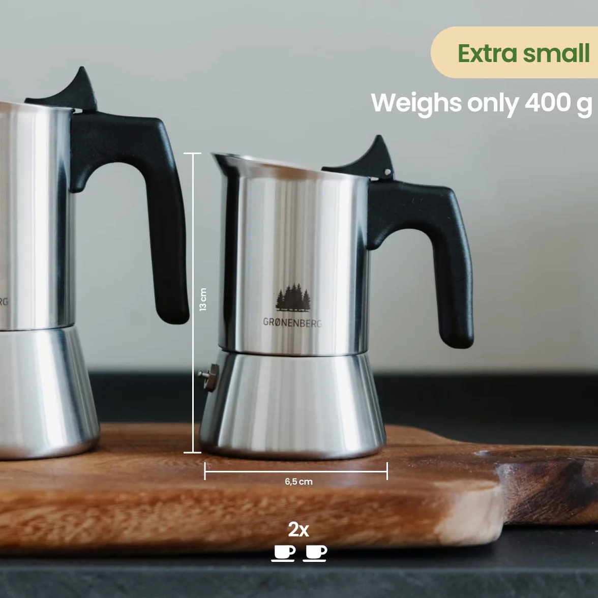 Groenenberg Ekspres do espresso indukcyjny + sitko redukcyjne I dzbanek do mokki ze stali nierdzewnej 4 lub 6 filiżanek espresso I Dzbanek do espresso z uszczelką zapasową