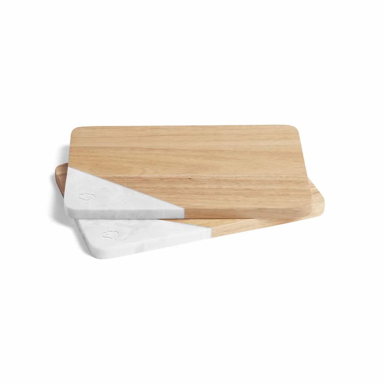 Springlane Frühstücksbrettchen 2er-Set Kautschukholz Marmor 28 x 18 x 1,5 cm