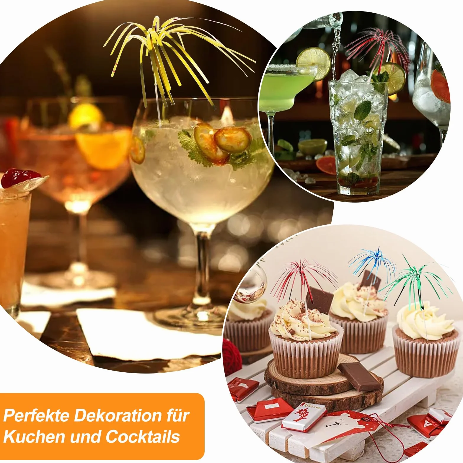 50 sztuk pałeczek do koktajlowych fajerwerków, kolorowe wykałaczki owocowe, wykałaczki do koktajli, akcesoria imprezowe, dekoracje świąteczne, 10 cm drewniane pałeczki do koktajlowych fajerwerków na