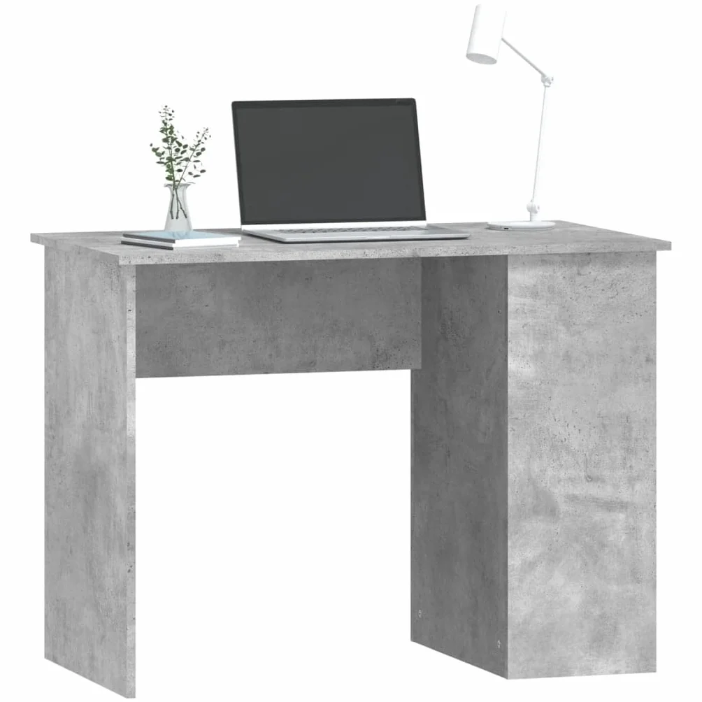 Biurko betonowe szare z materiału drewnopochodnego 100 x 55 x 75 cm z miejscem do przechowywania, szufladą i regałem do domowego biura, gabinetu, pokoju młodzieżowego, komputera, laptopa, gier