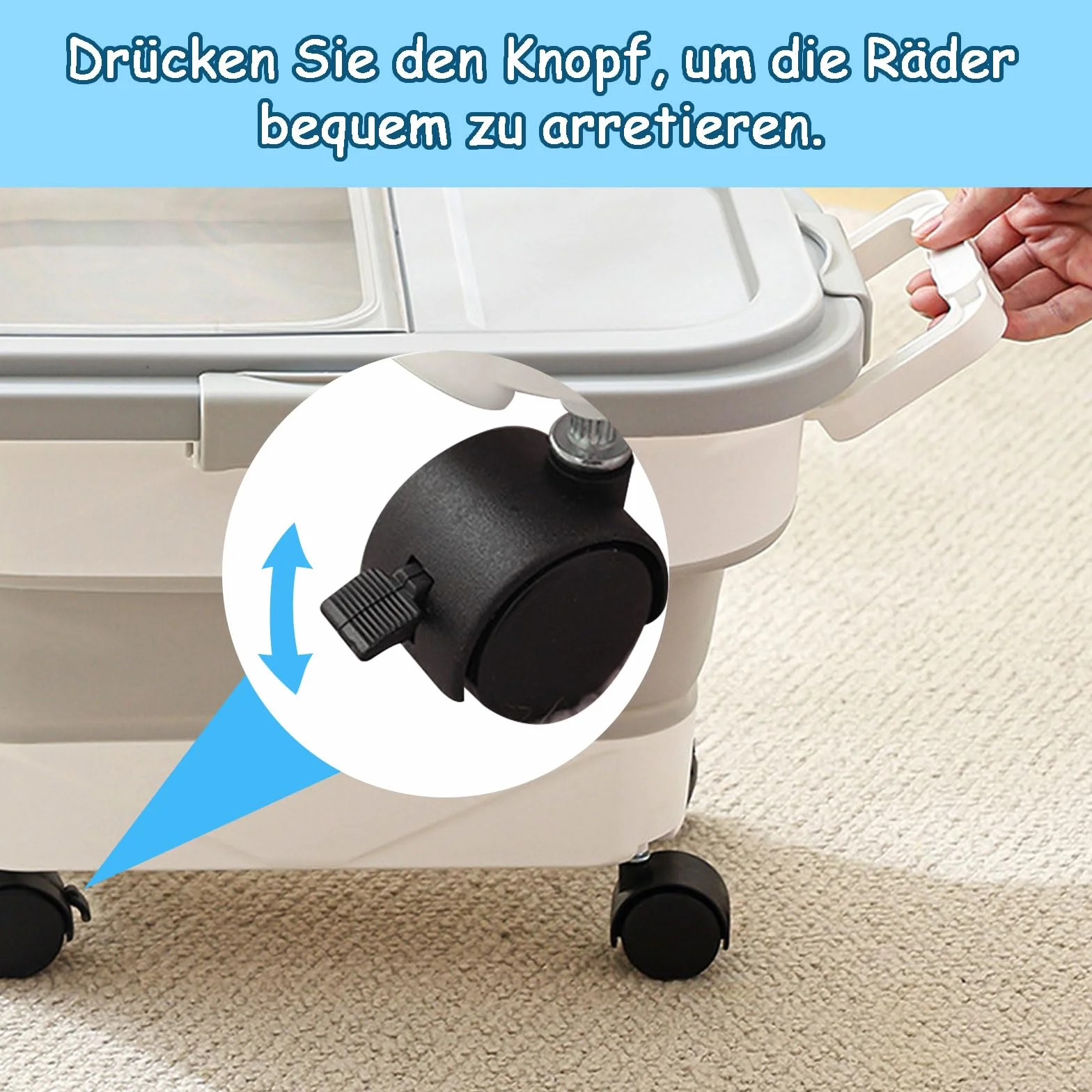 Składany pojemnik na karmę dla psów 8-10 kg z miarką i łyżką, na rolkach