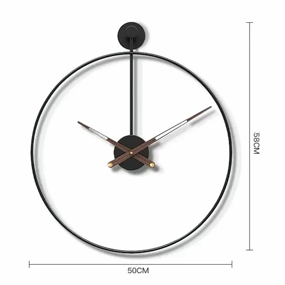 HYLR Minimalistyczny styl industrialny wiszący zegar cichy luksusowy zegar wiszący metalowy zegar wiszący salon sypialnia sypialnia bar
