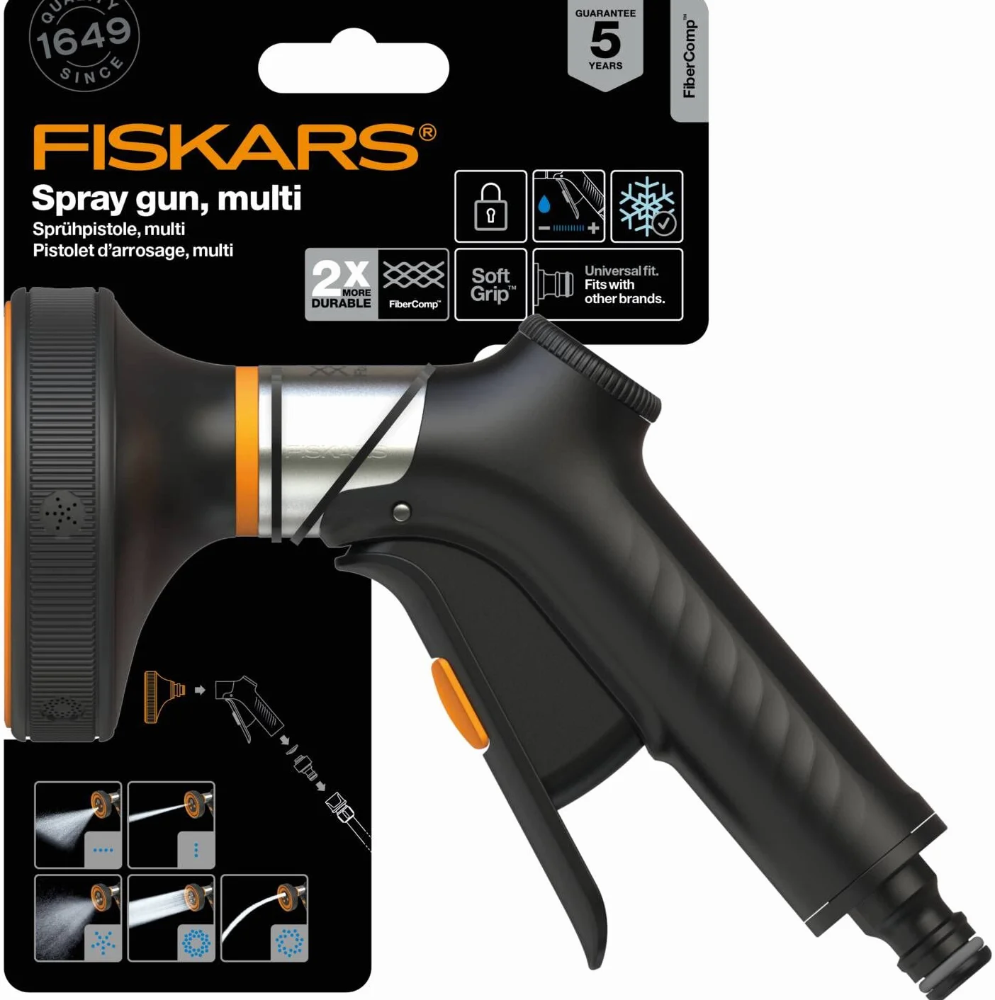 Fiskars Pistolet natryskowy multi, sterowanie z przodu