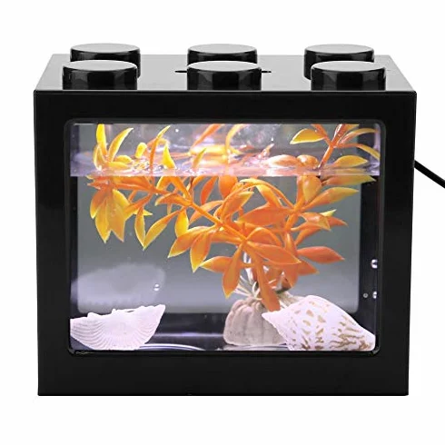 Mini Akwarium Światło LED USB Wystrój Czarny